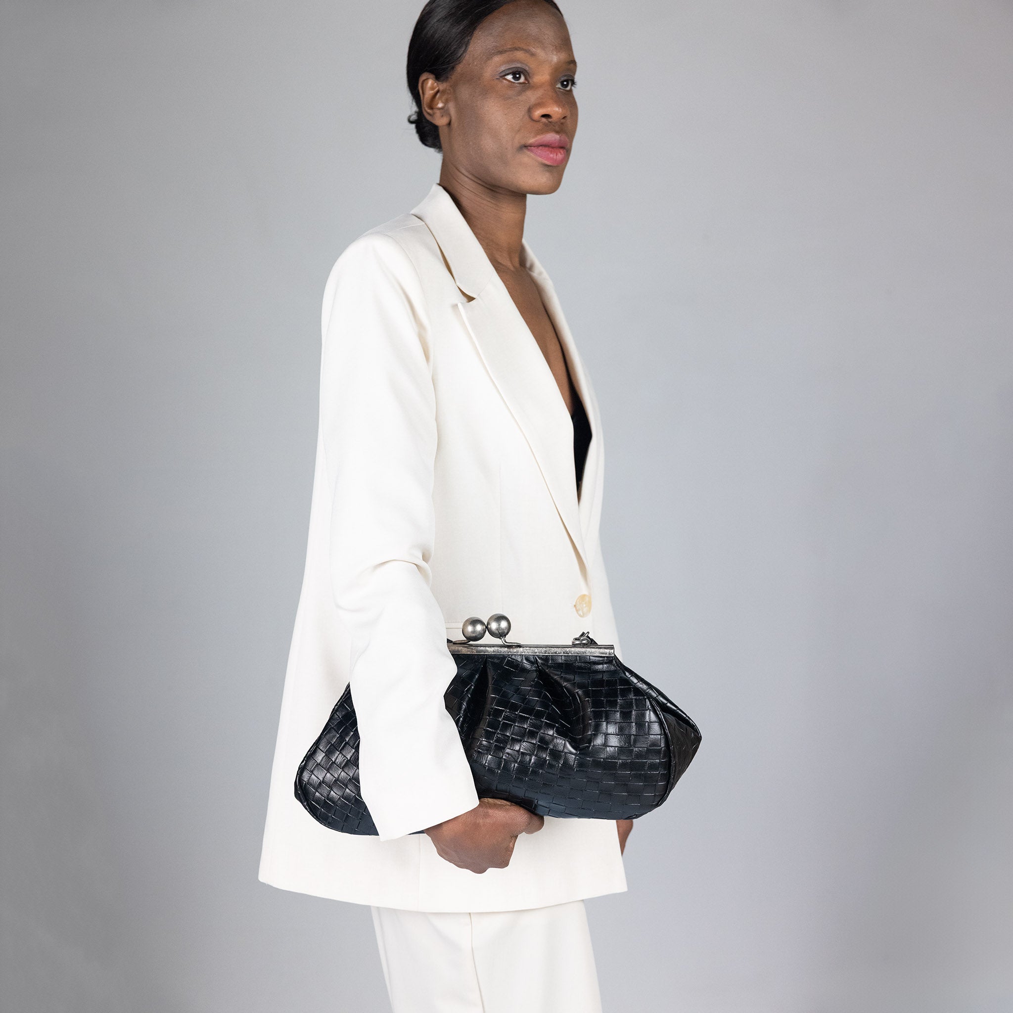 Nina Maxi Bag Black Graphite Grid Matte