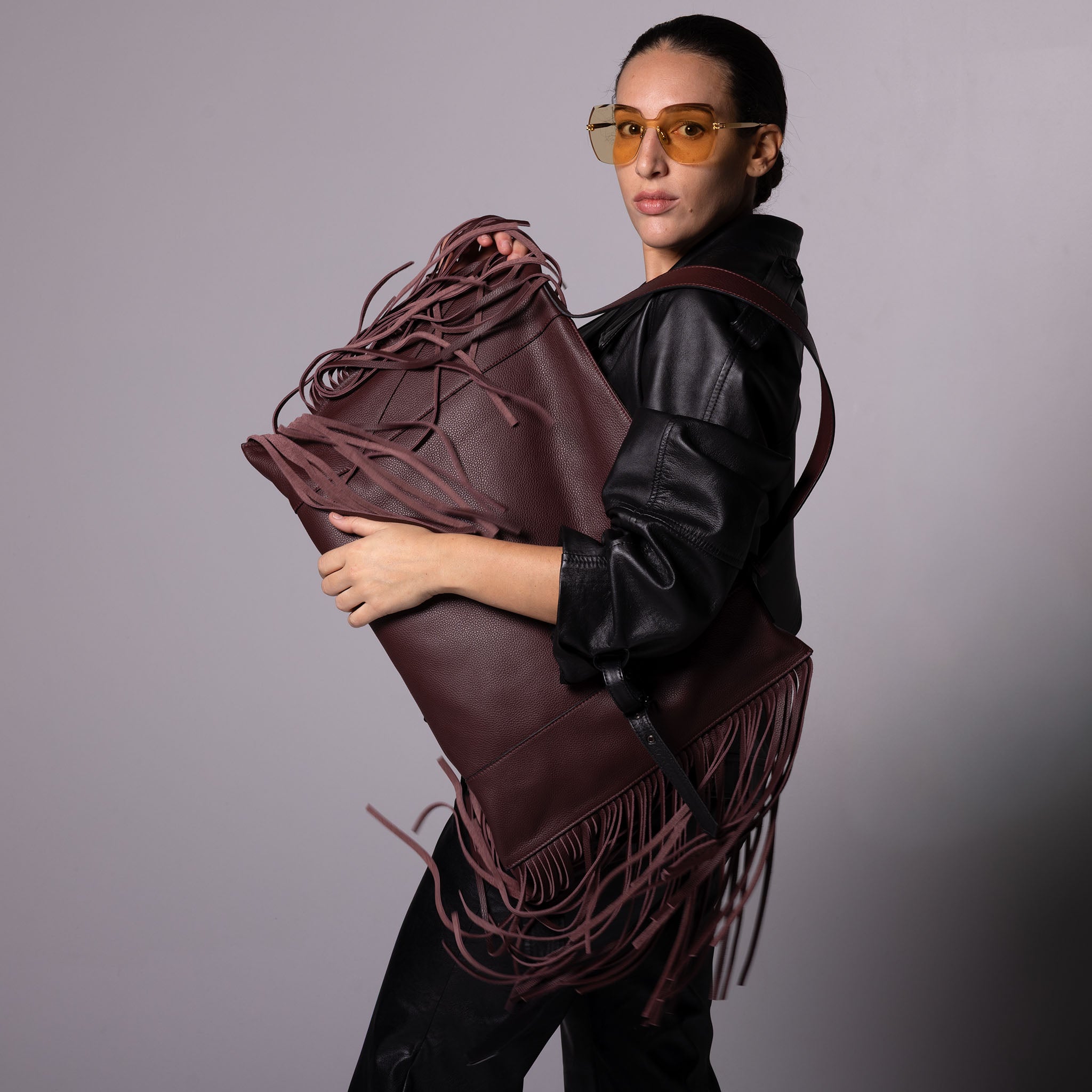 Fedra Maxi Bag Fringe Edition Burgundy