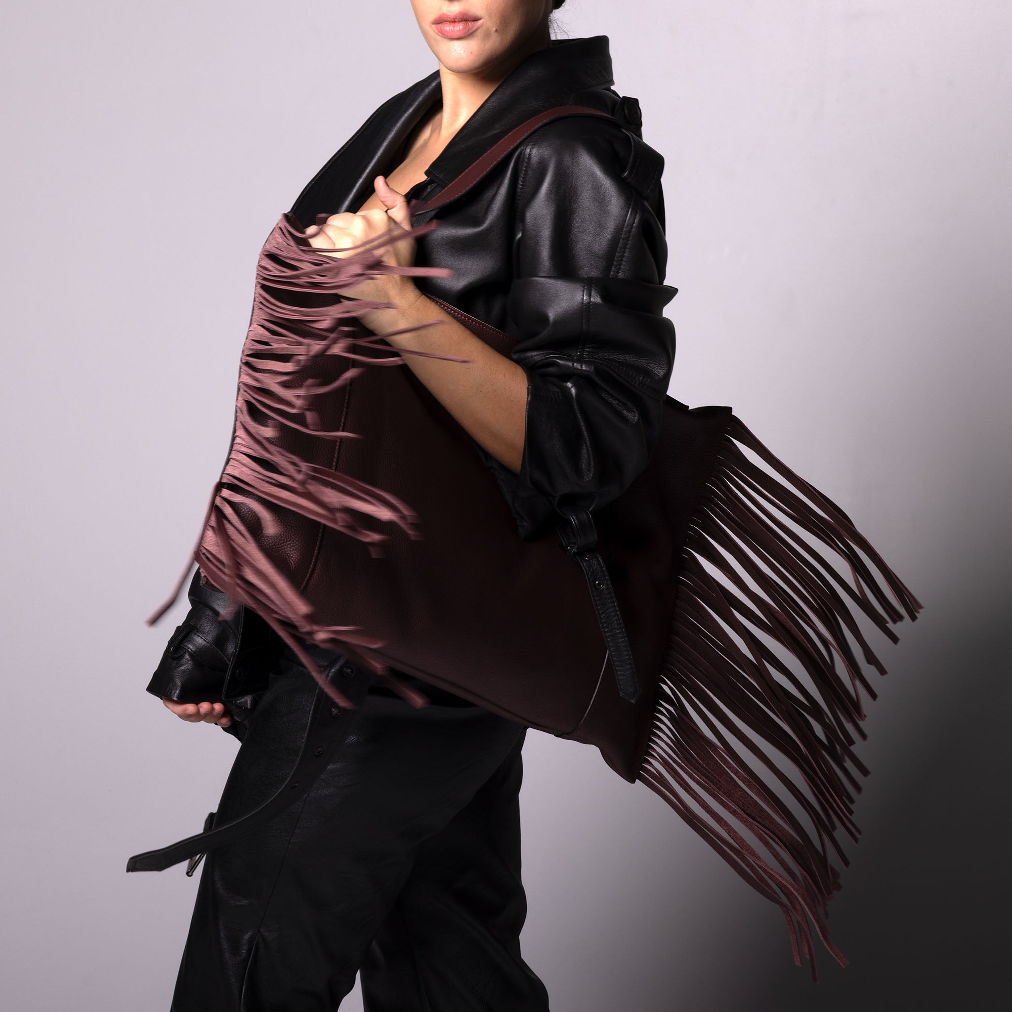 Fedra Maxi Bag Fringe Edition Burgundy