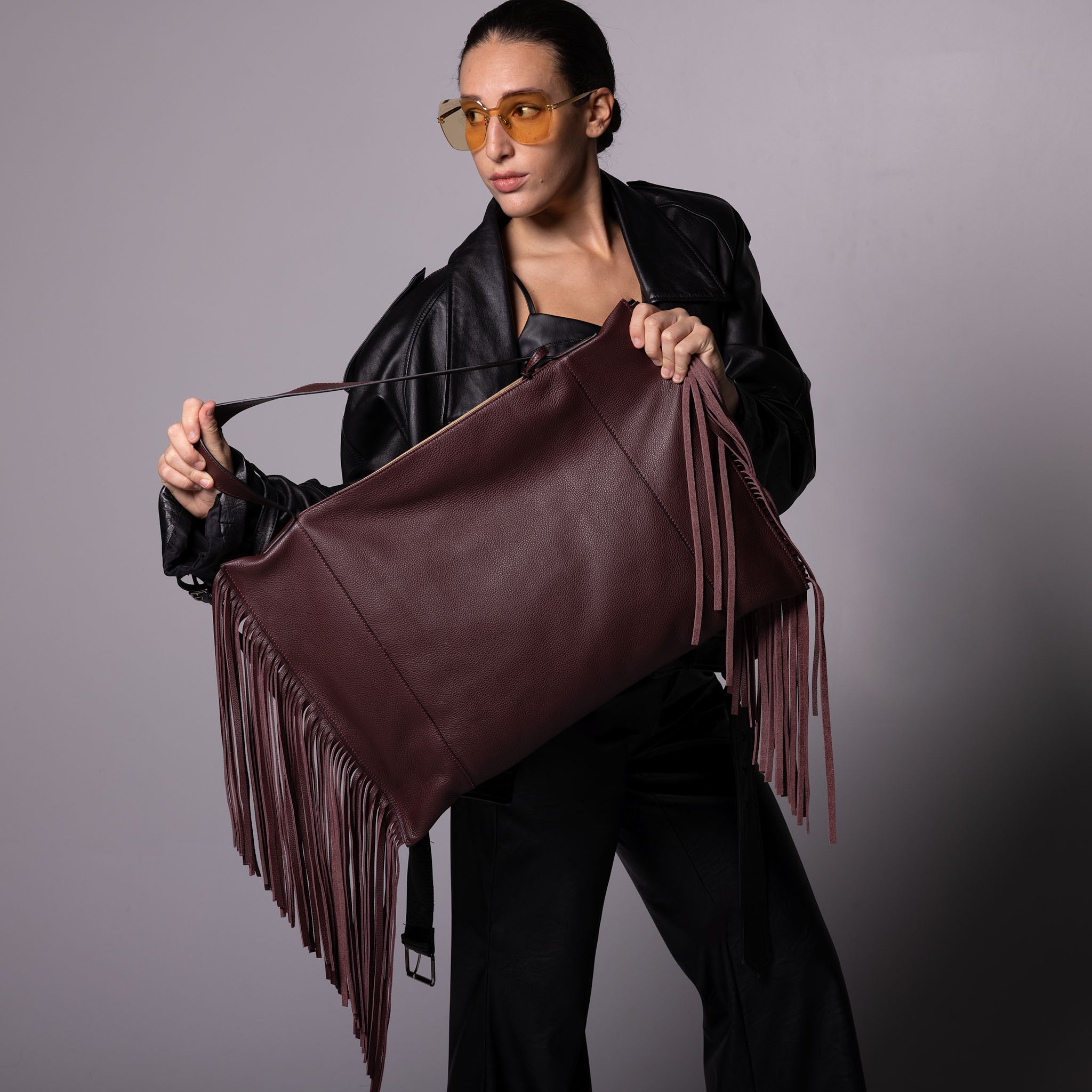 Fedra Maxi Bag Fringe Edition Burgundy