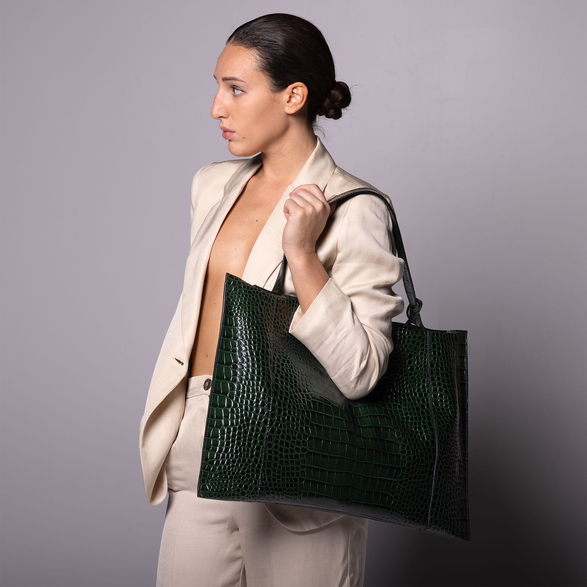 Fedra Max Bag Green croc