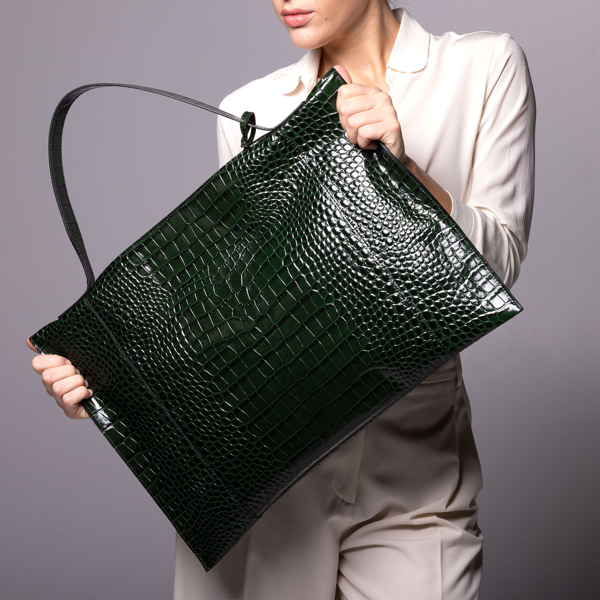 Fedra Max Bag Green croc
