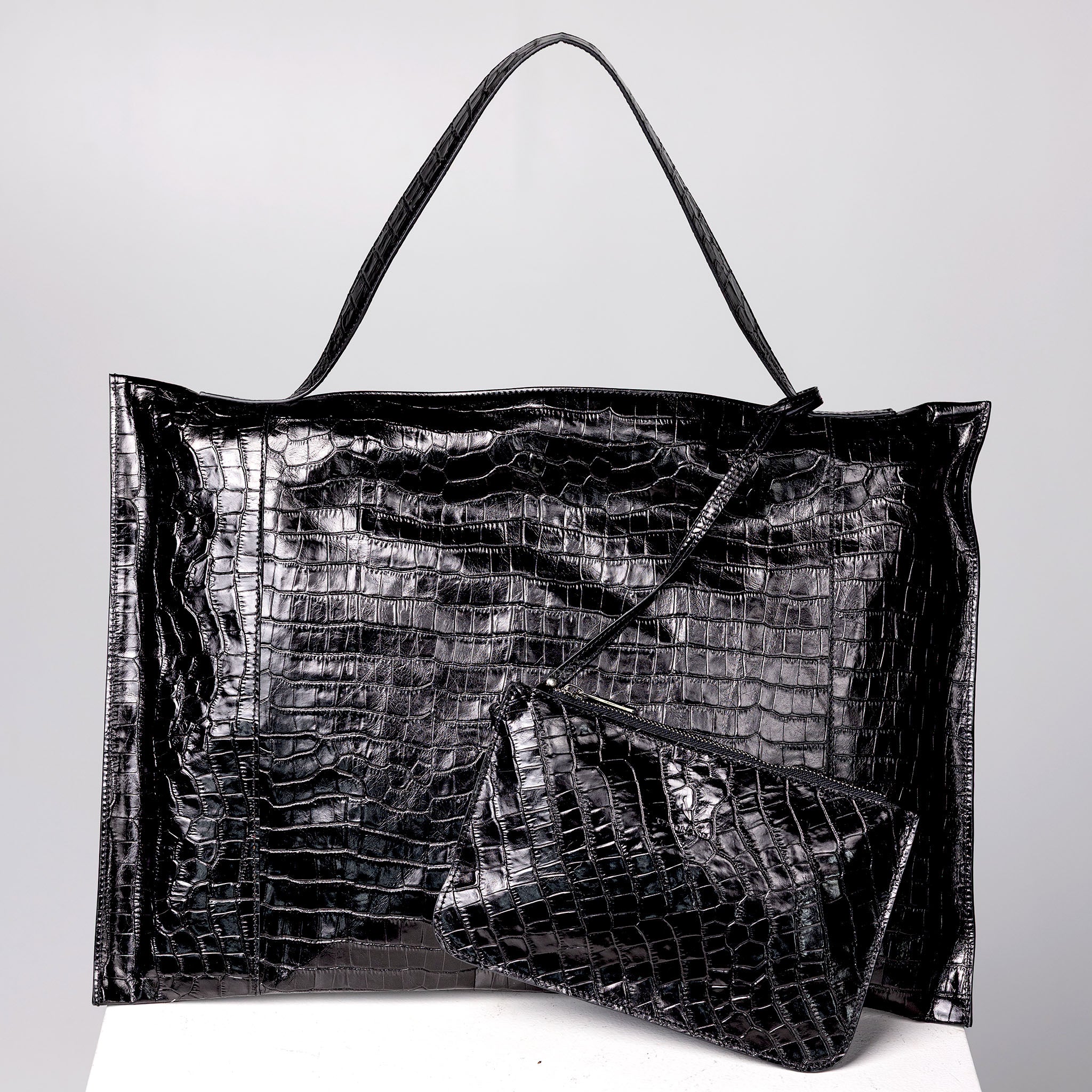 Fedra Maxi Bag Black Croc