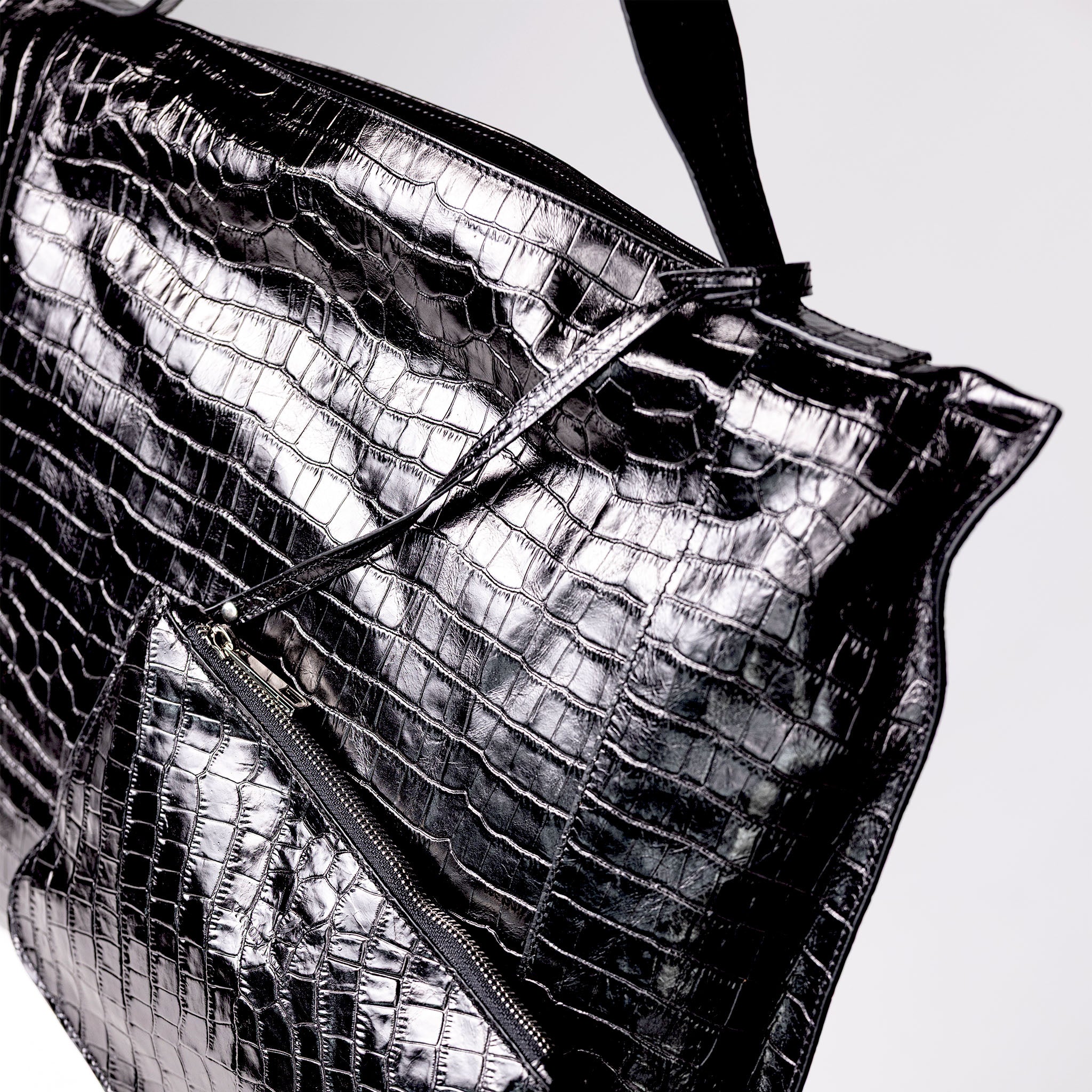 Fedra Maxi Bag Black Croc