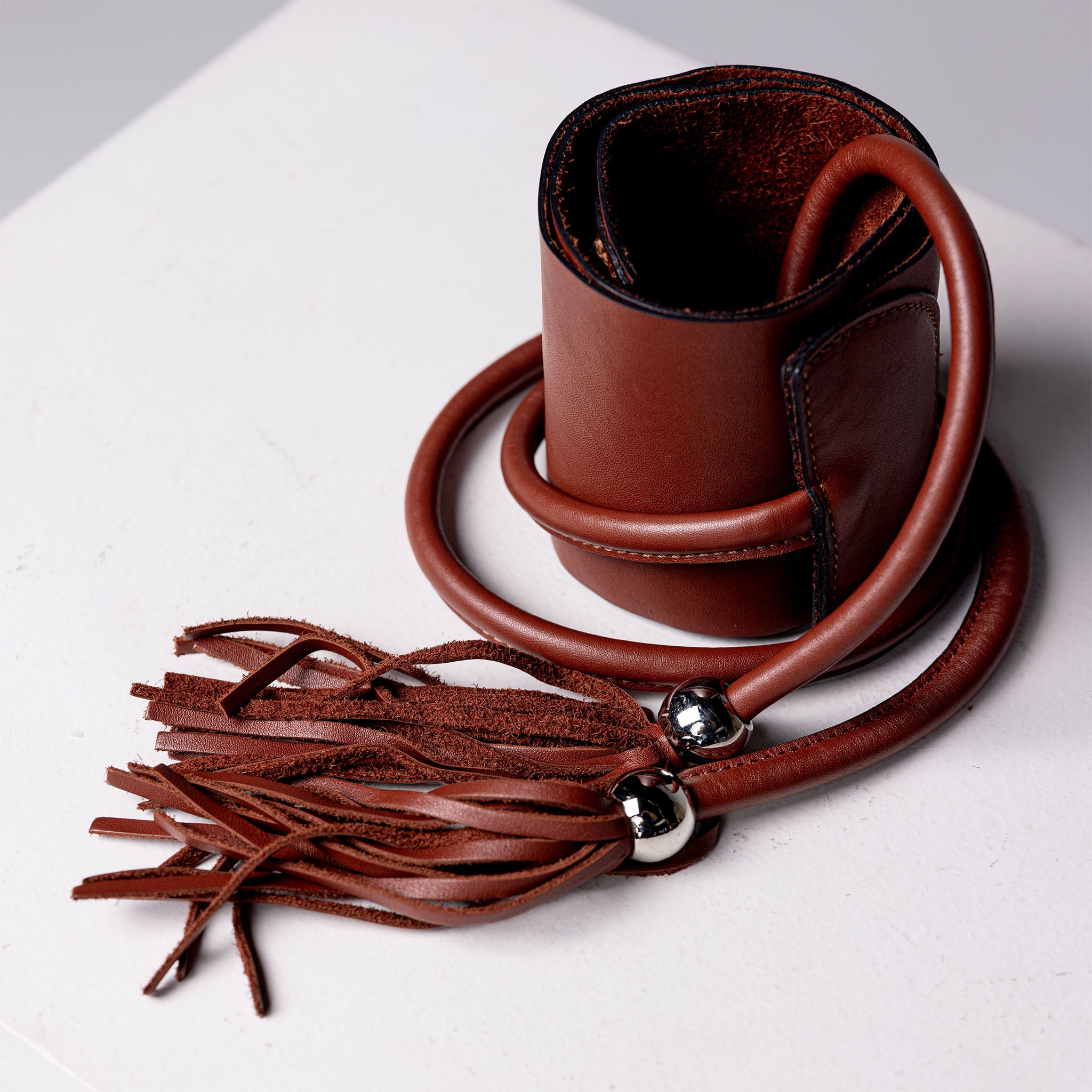 Leather Sash Belt Brown