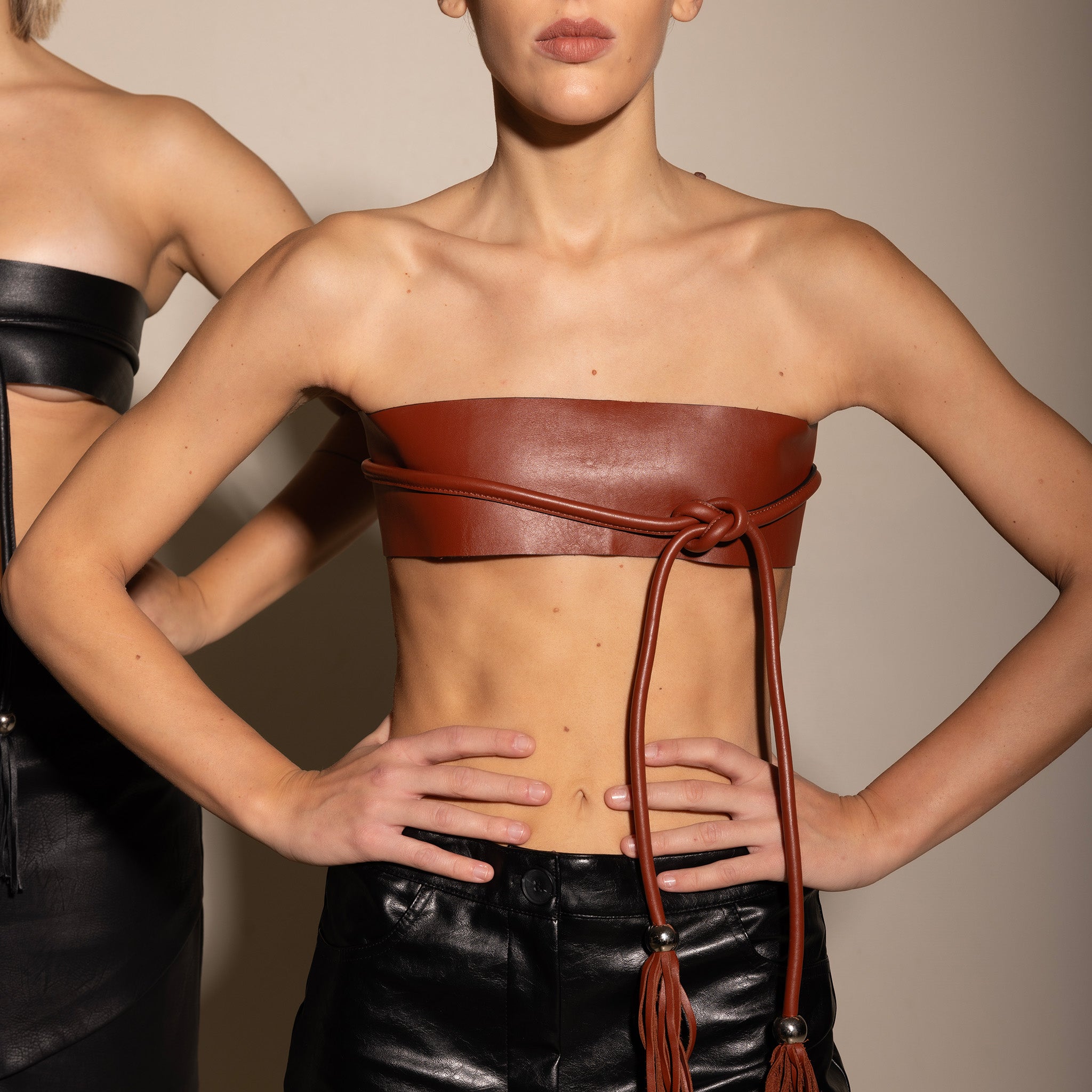 Leather Sash Belt Brown