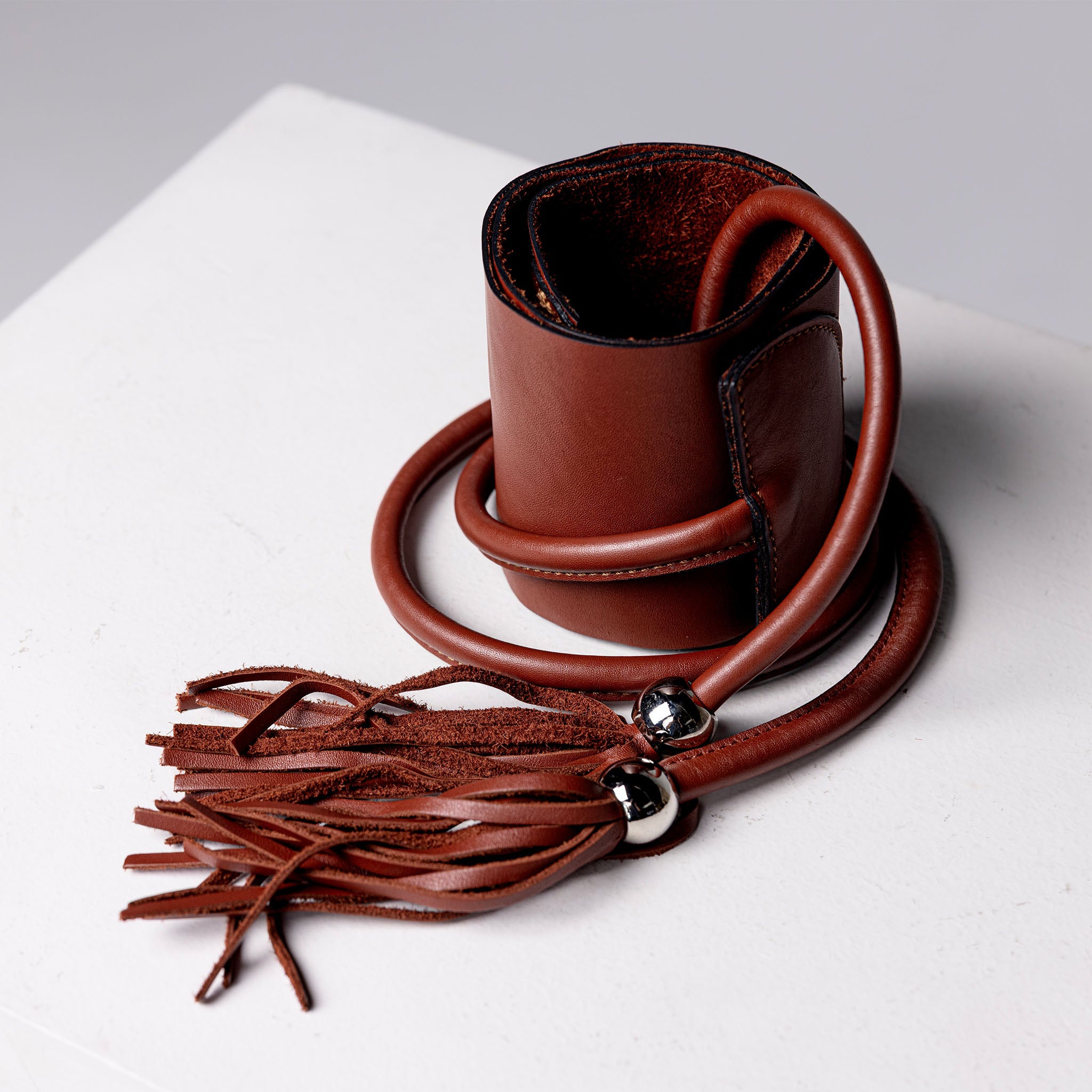 Leather Sash Belt Brown