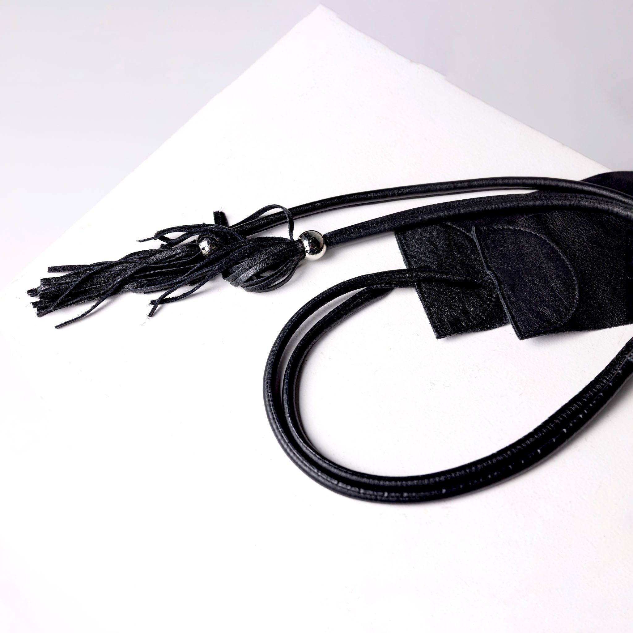 Leather Sash Belt Black