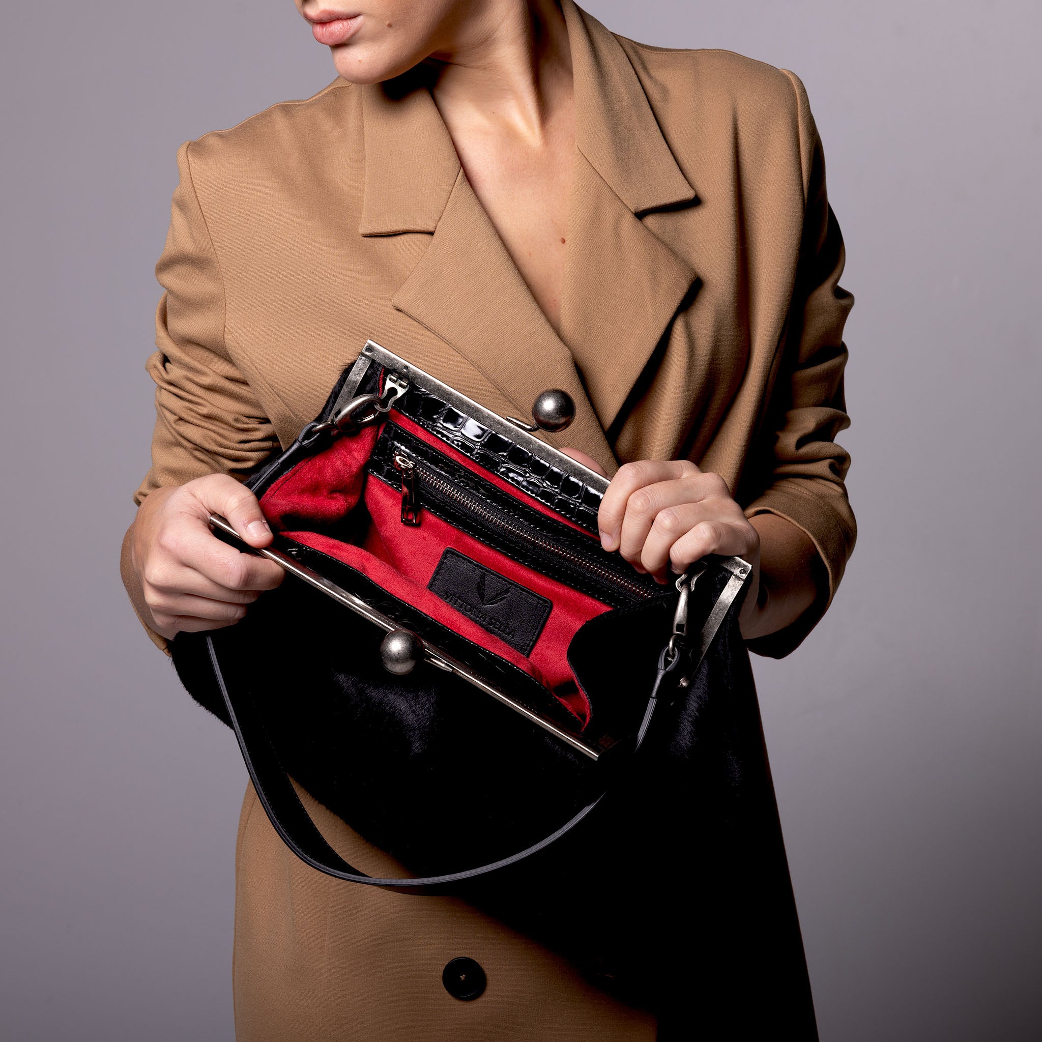 Nina Maxi Bag Black Haircalf