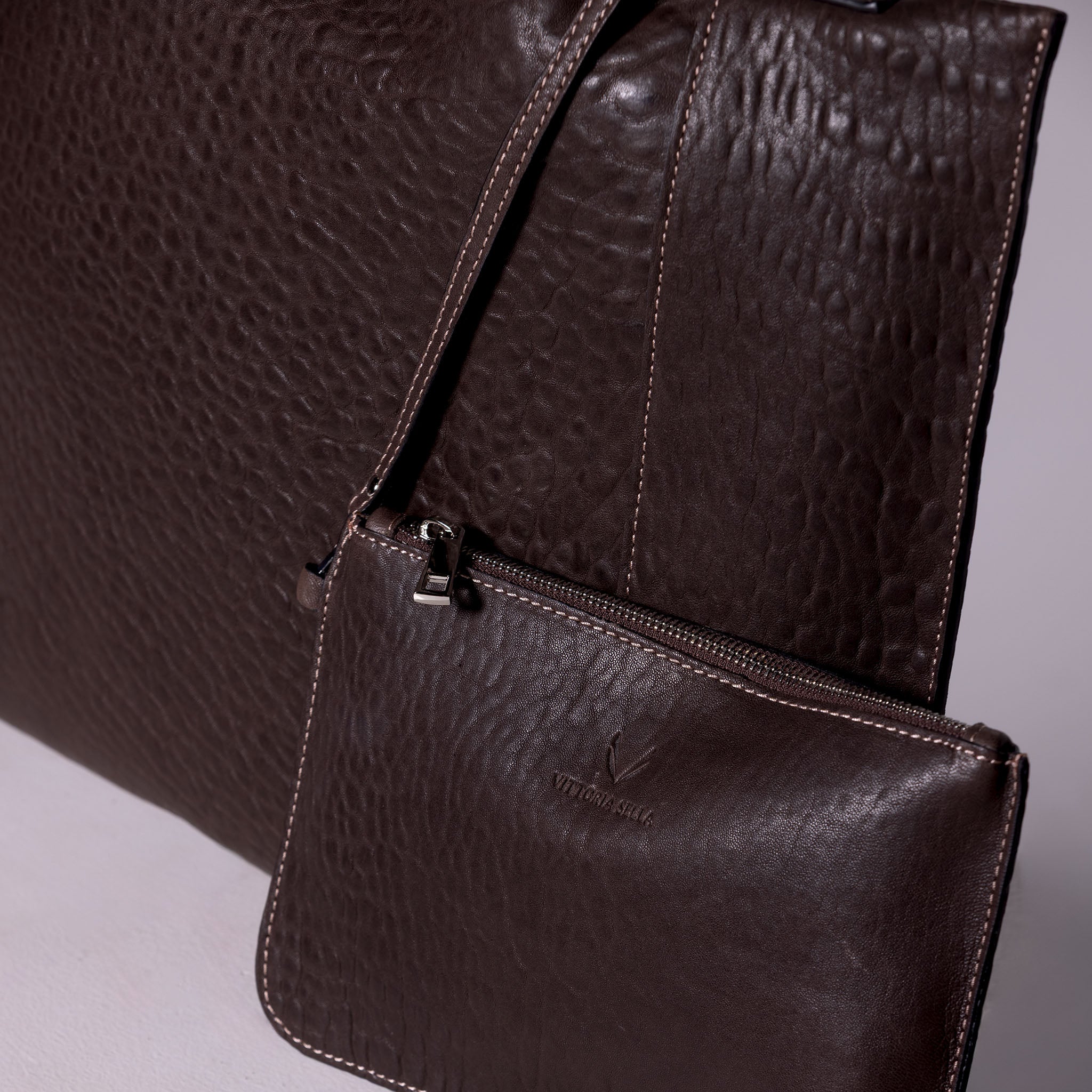 Fedra Maxi Bag in Espresso ruched leather