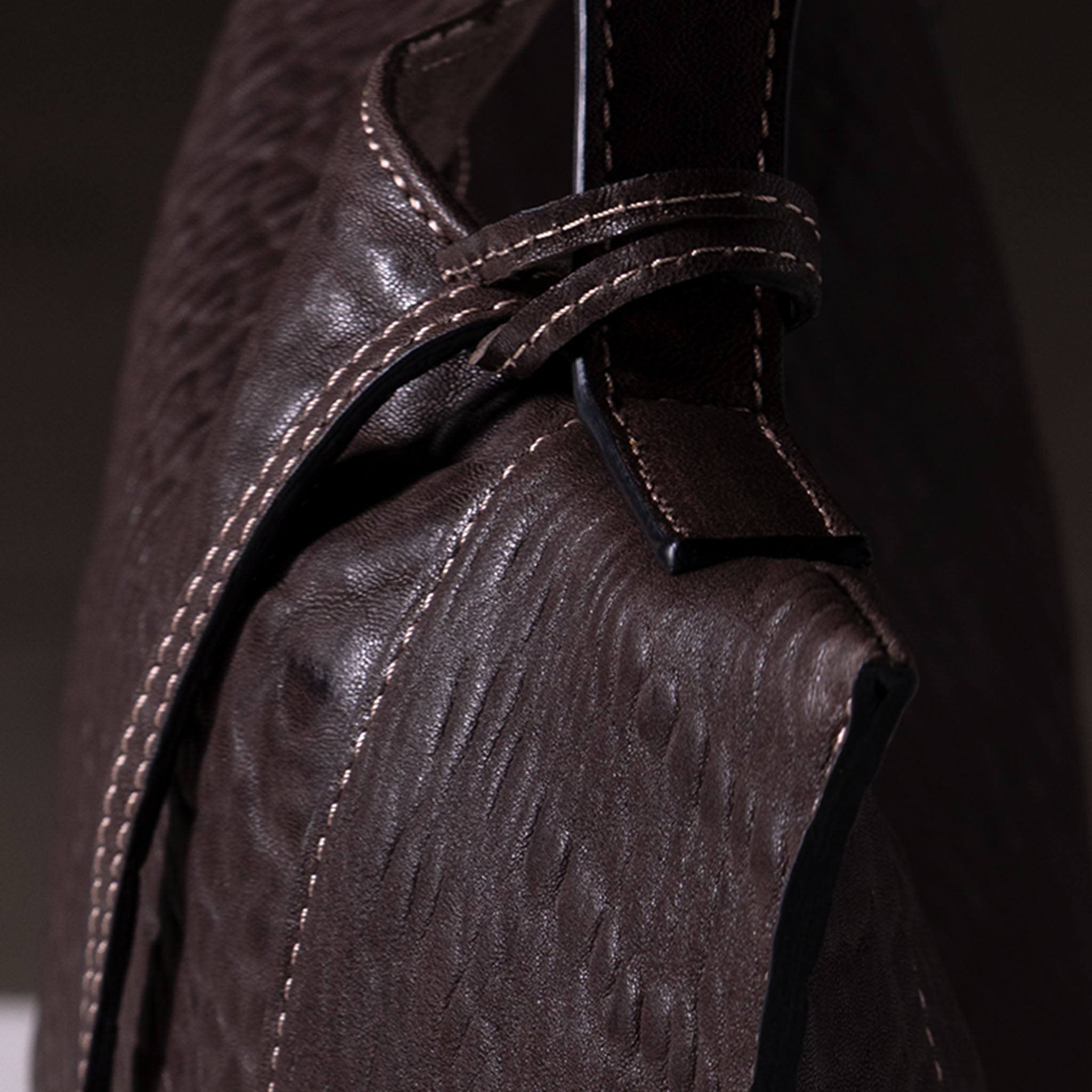 Fedra Maxi Bag in Espresso ruched leather Vittoria Sella