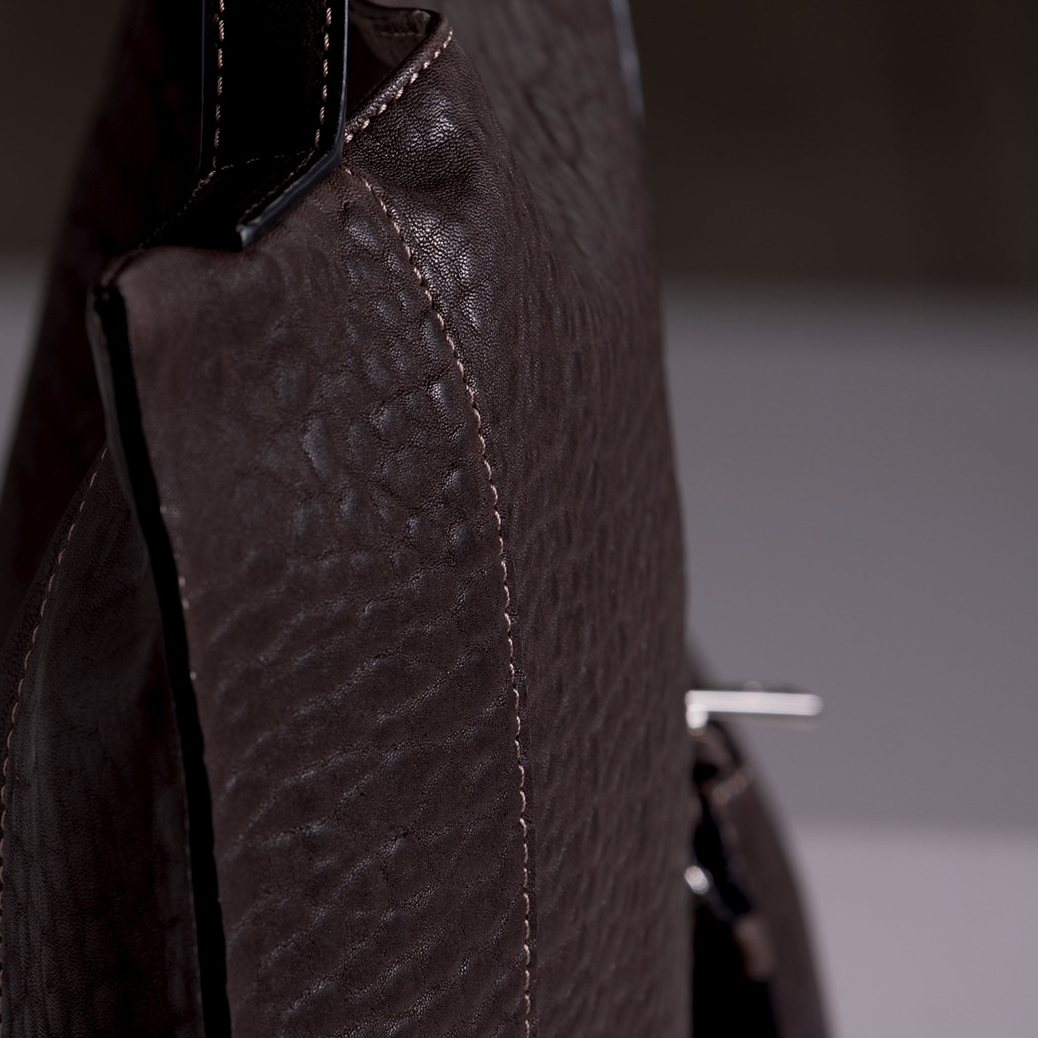 Fedra Maxi Bag in Espresso ruched leather