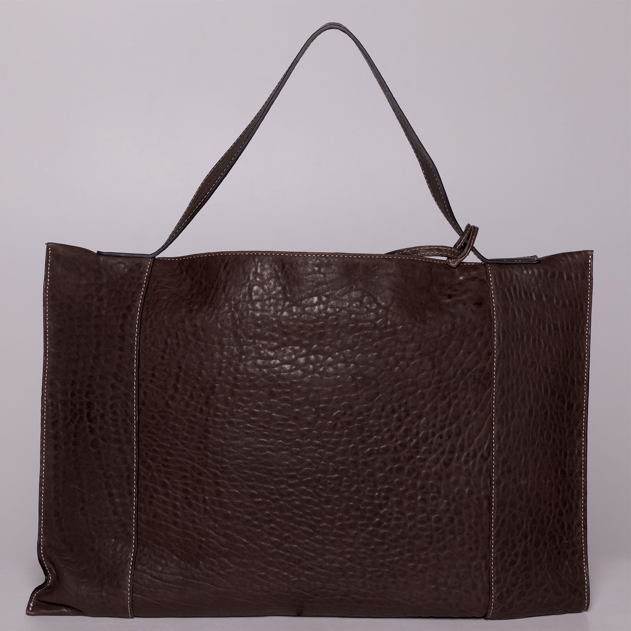 Fedra Maxi Bag Espresso Ruched Leather