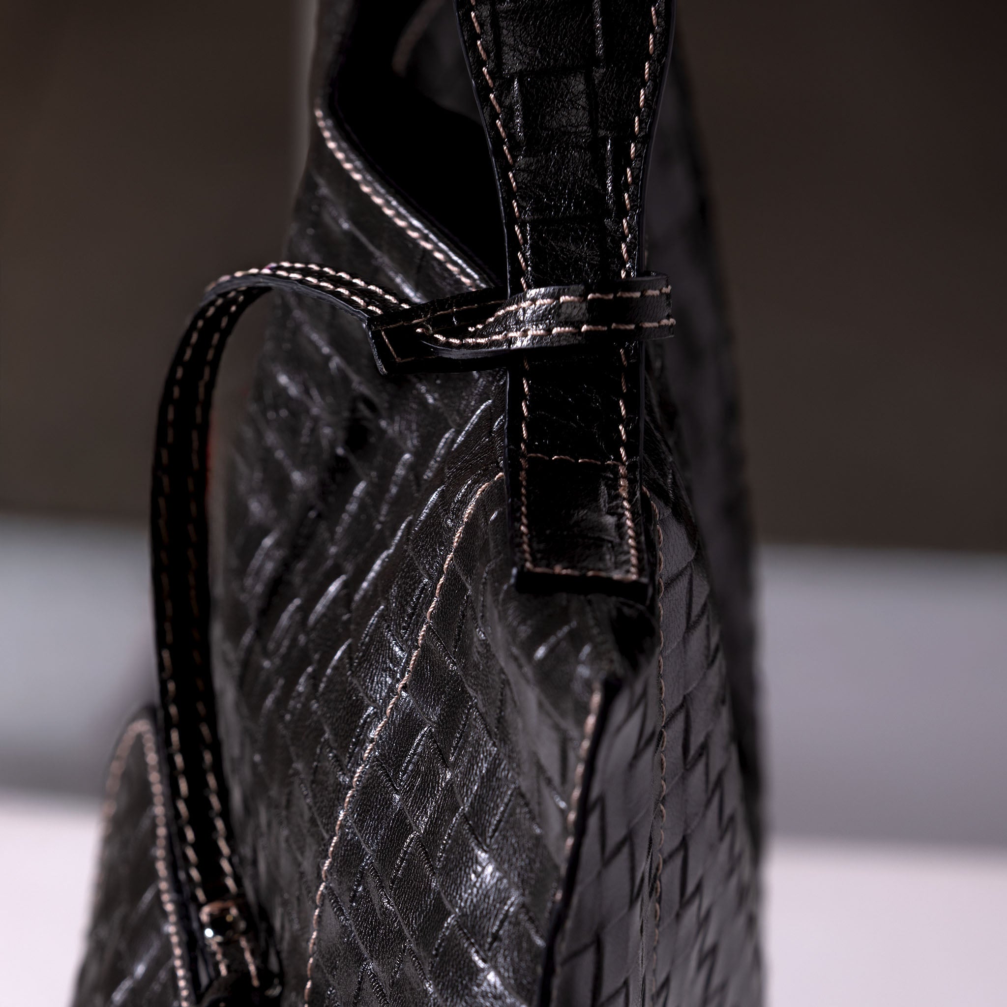 Fedra Maxi Bag in Graphite Weave woven-embossed calfskin