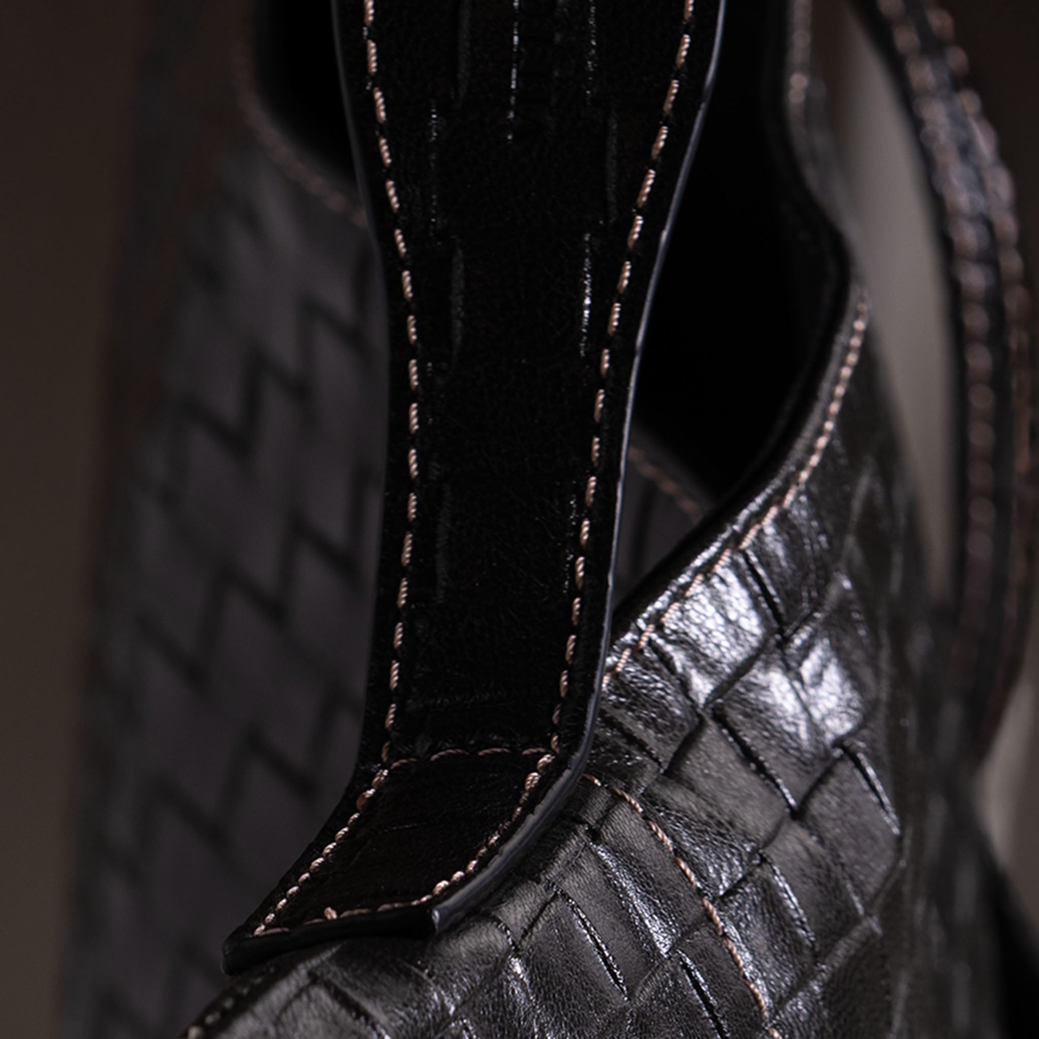 Fedra Maxi Bag in Graphite Weave woven-embossed calfskin