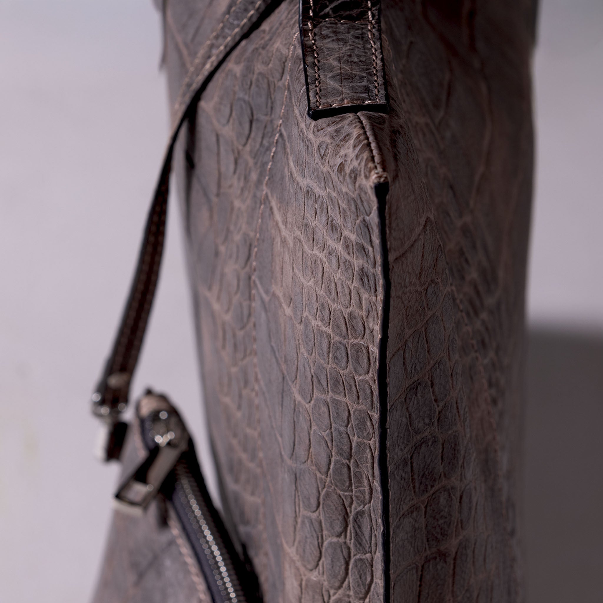 Fedra Maxi Bag in Rose Smoke croc-embossed calfskin