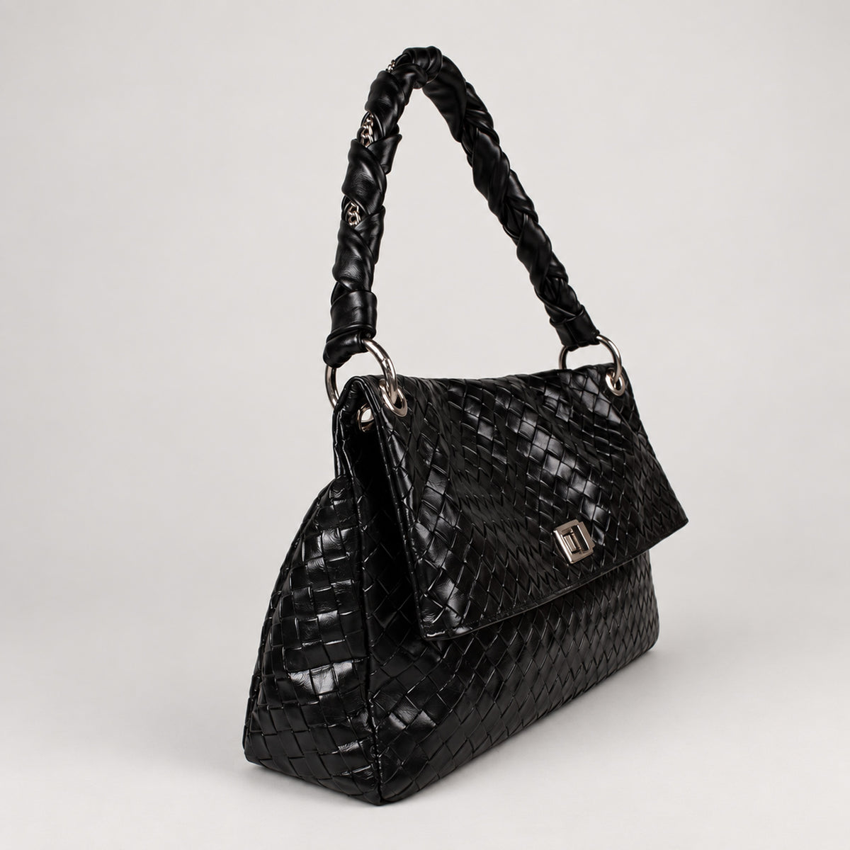 Flaminia Shoulder Bag Black Graphite Grid