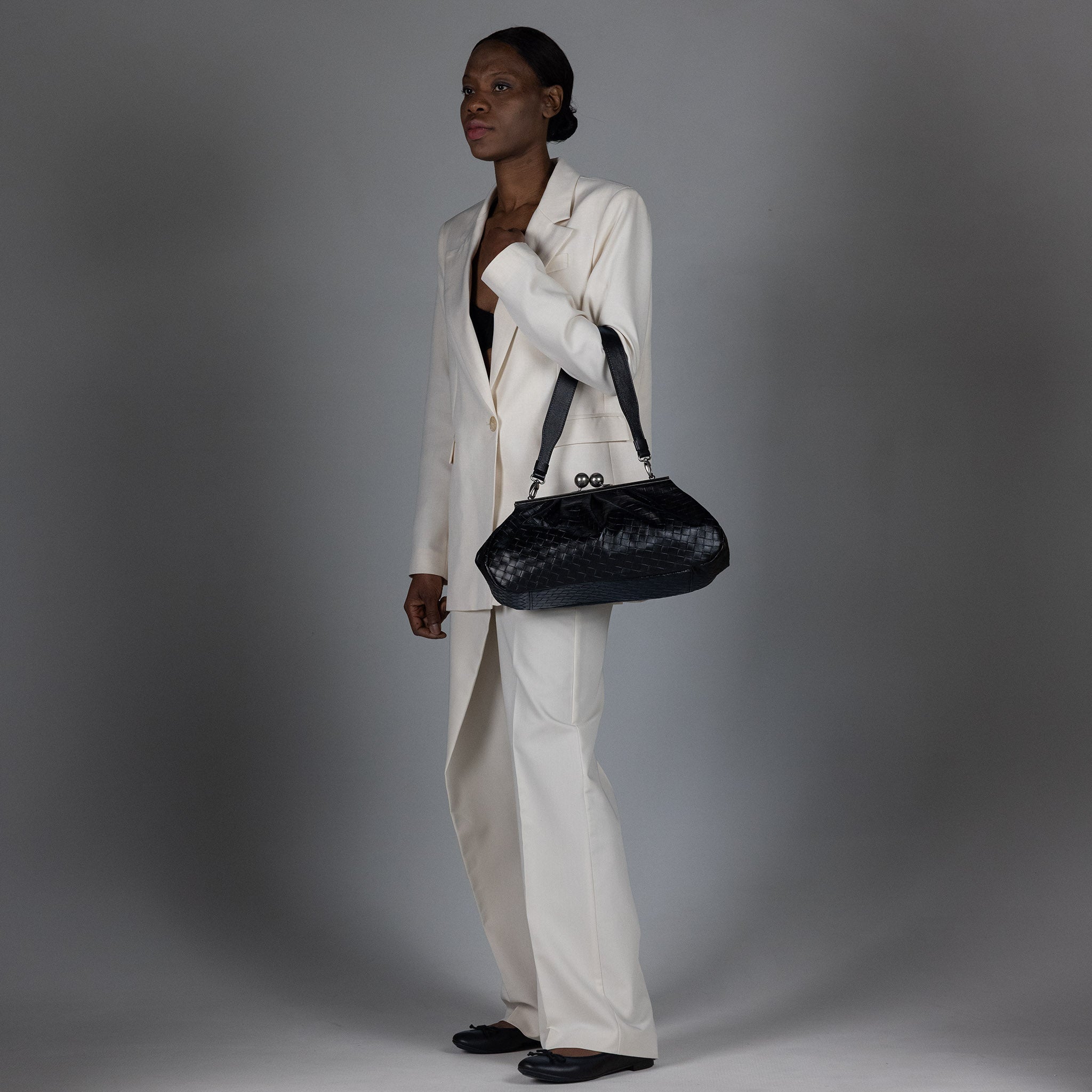 Nina Maxi Bag Black Graphite Grid Matte