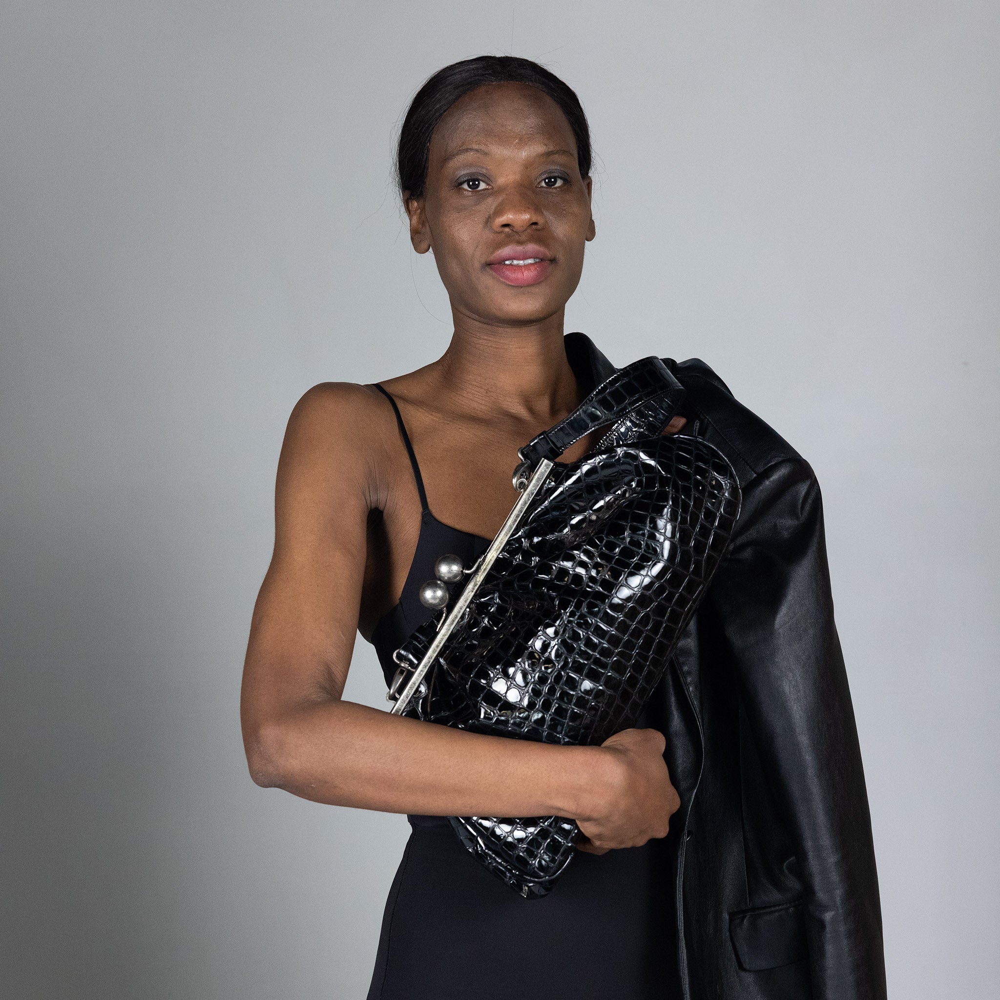 Nina Maxi Bag Black Graphite Grid
