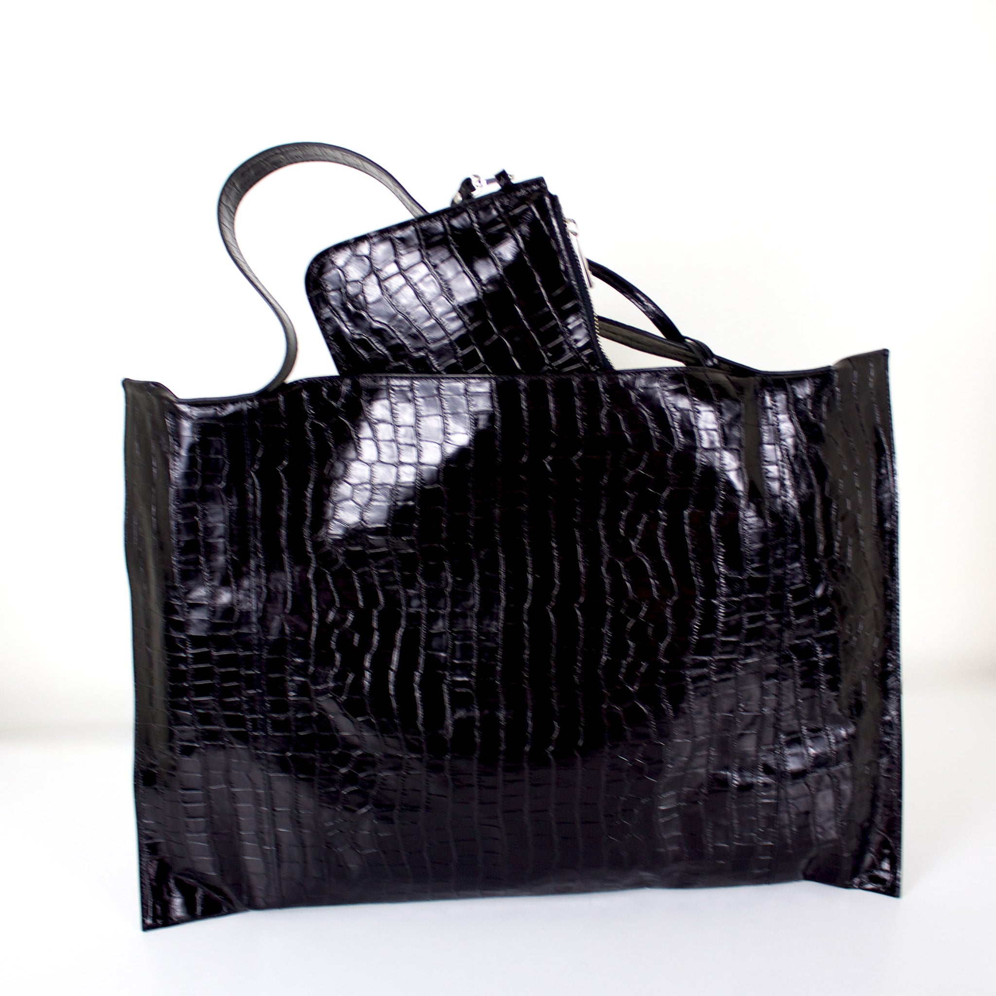 Fedra Maxi Bag Black croc