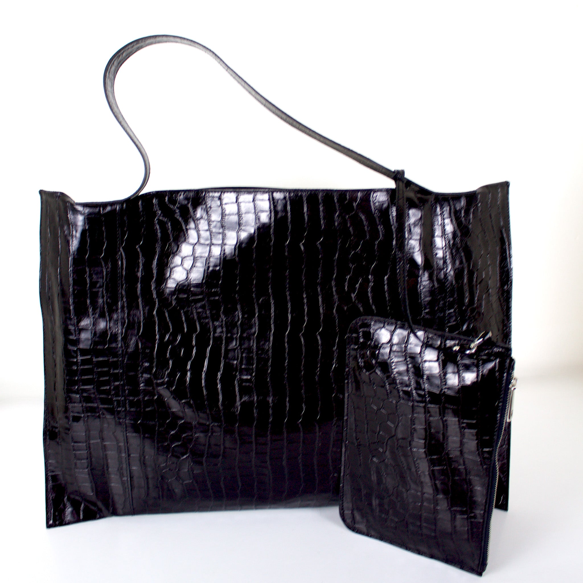 Fedra Maxi Bag Black croc