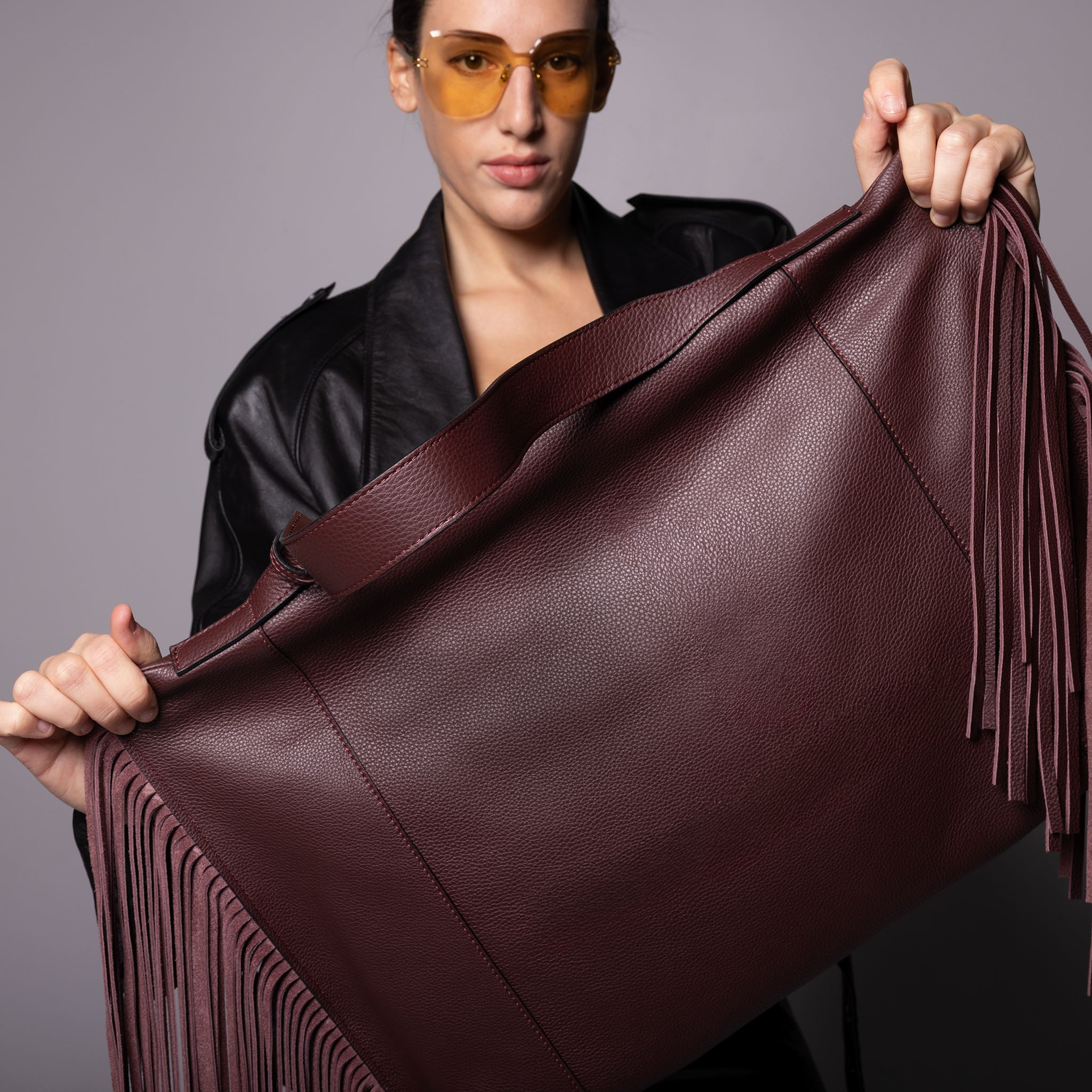 Fedra Maxi Bag Fringe Edition Burgundy