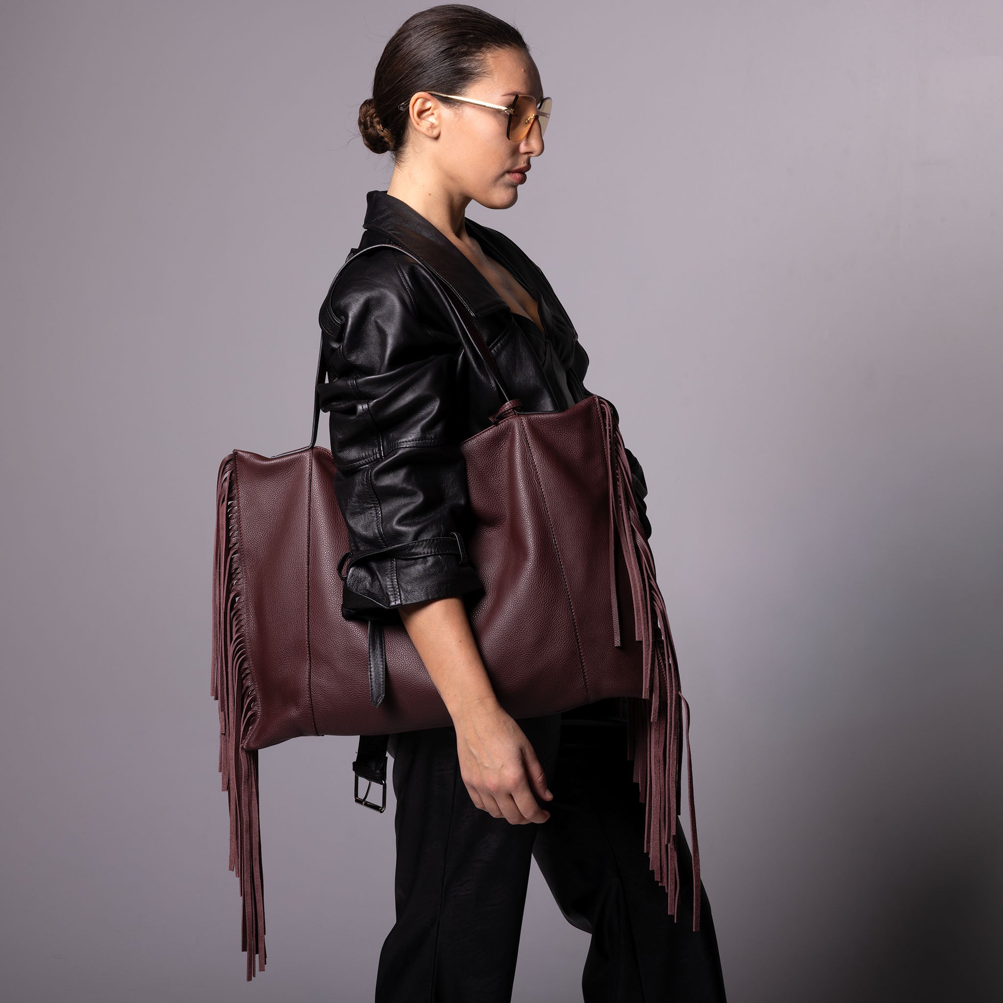 Fedra Maxi Bag Fringe Edition Burgundy