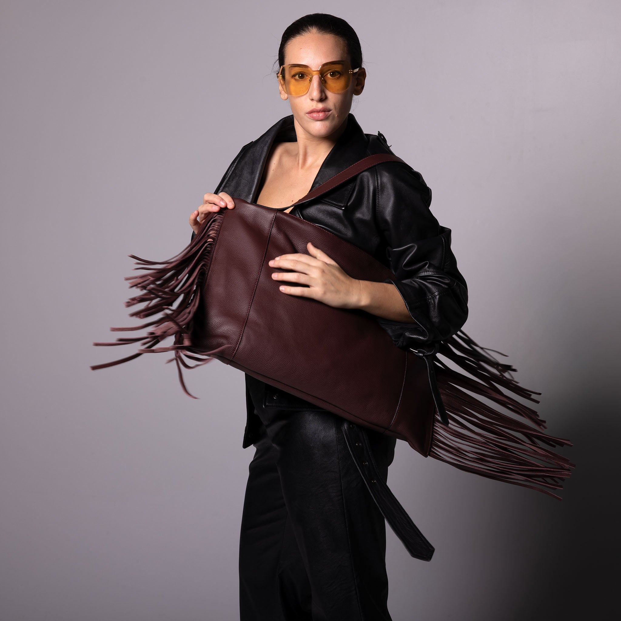 Fedra Maxi Bag Fringe Edition Burgundy