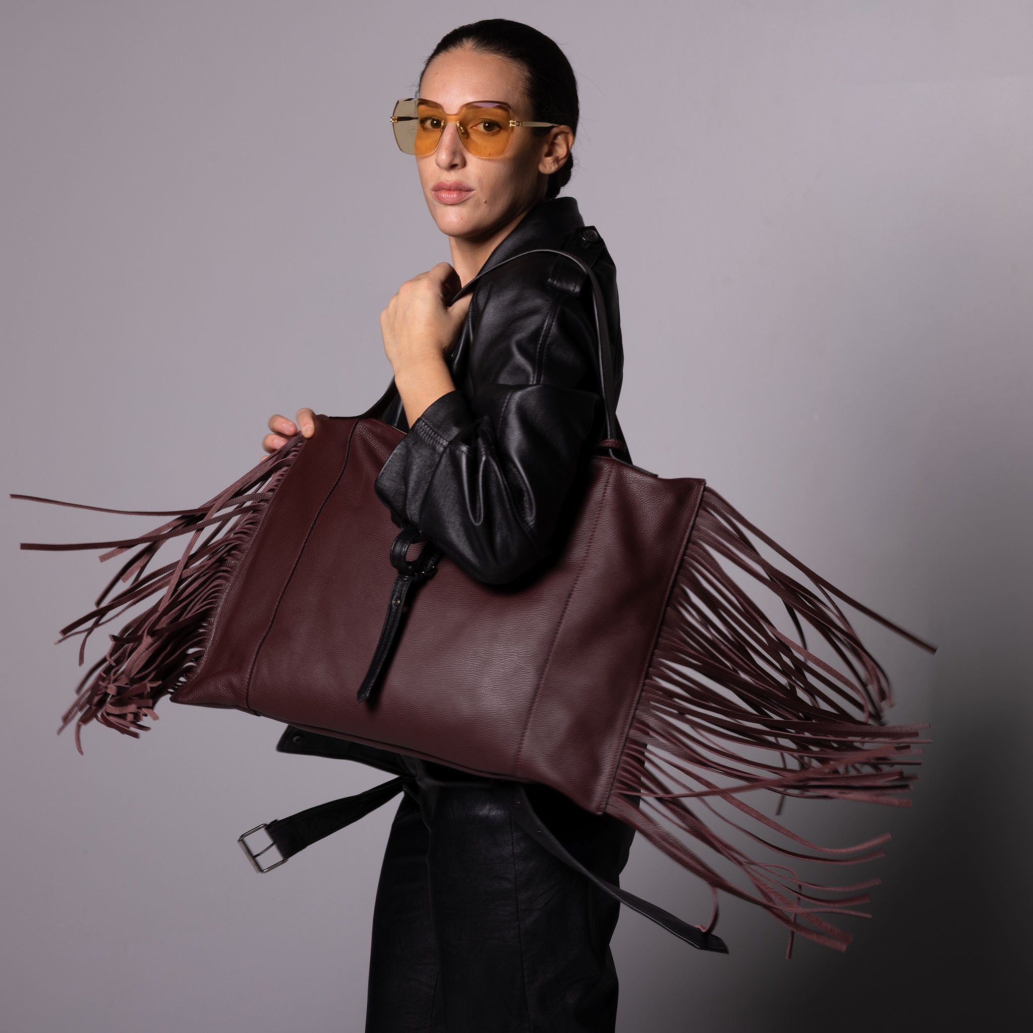 Fedra Maxi Bag Fringe Edition Burgundy