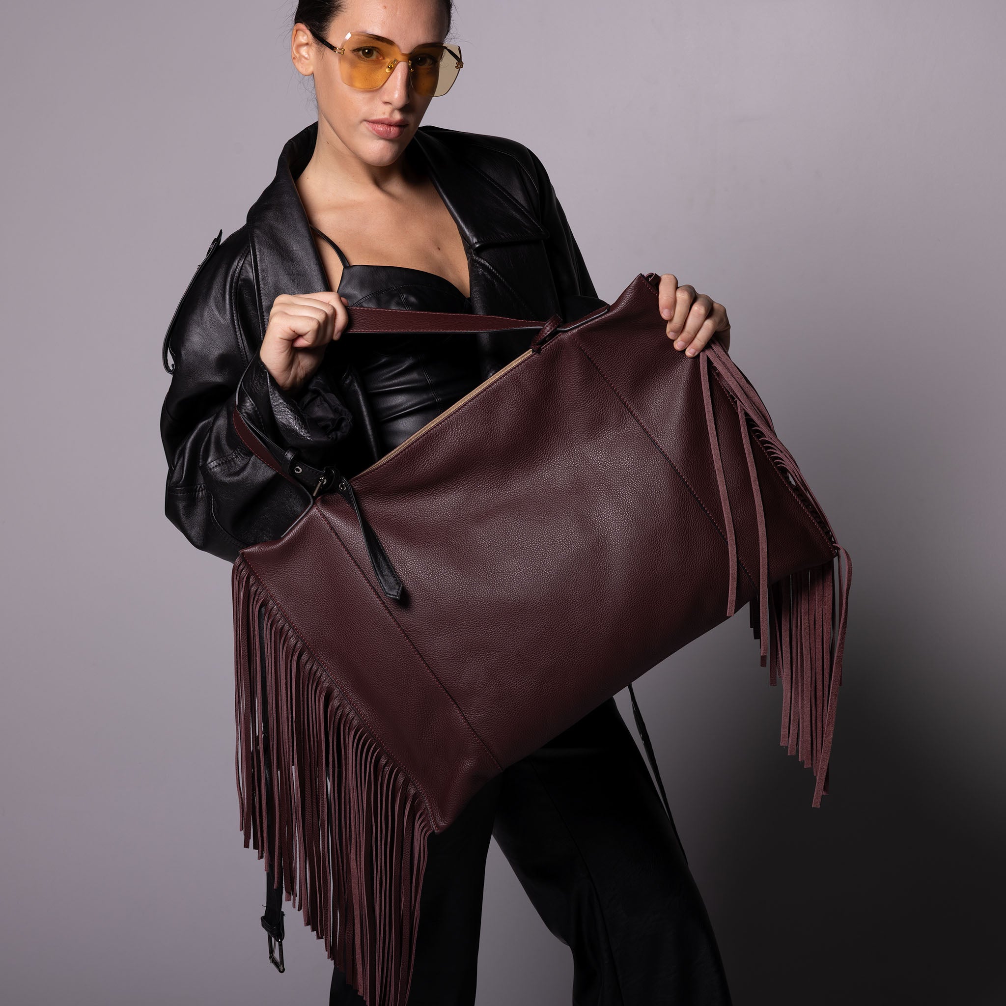 Fedra Maxi Bag Fringe Edition Burgundy