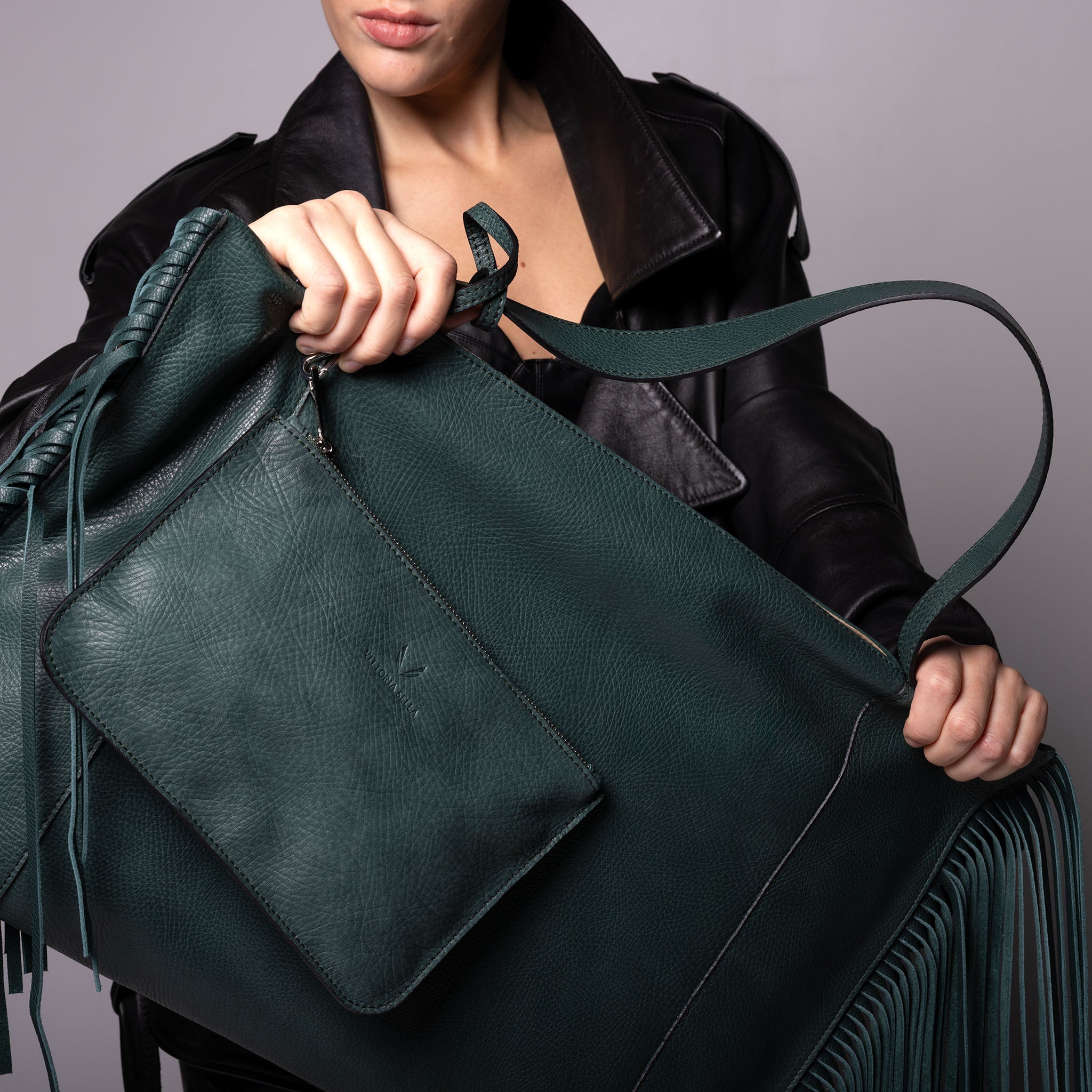 Fedra Maxi Bag Fringe Edition Green