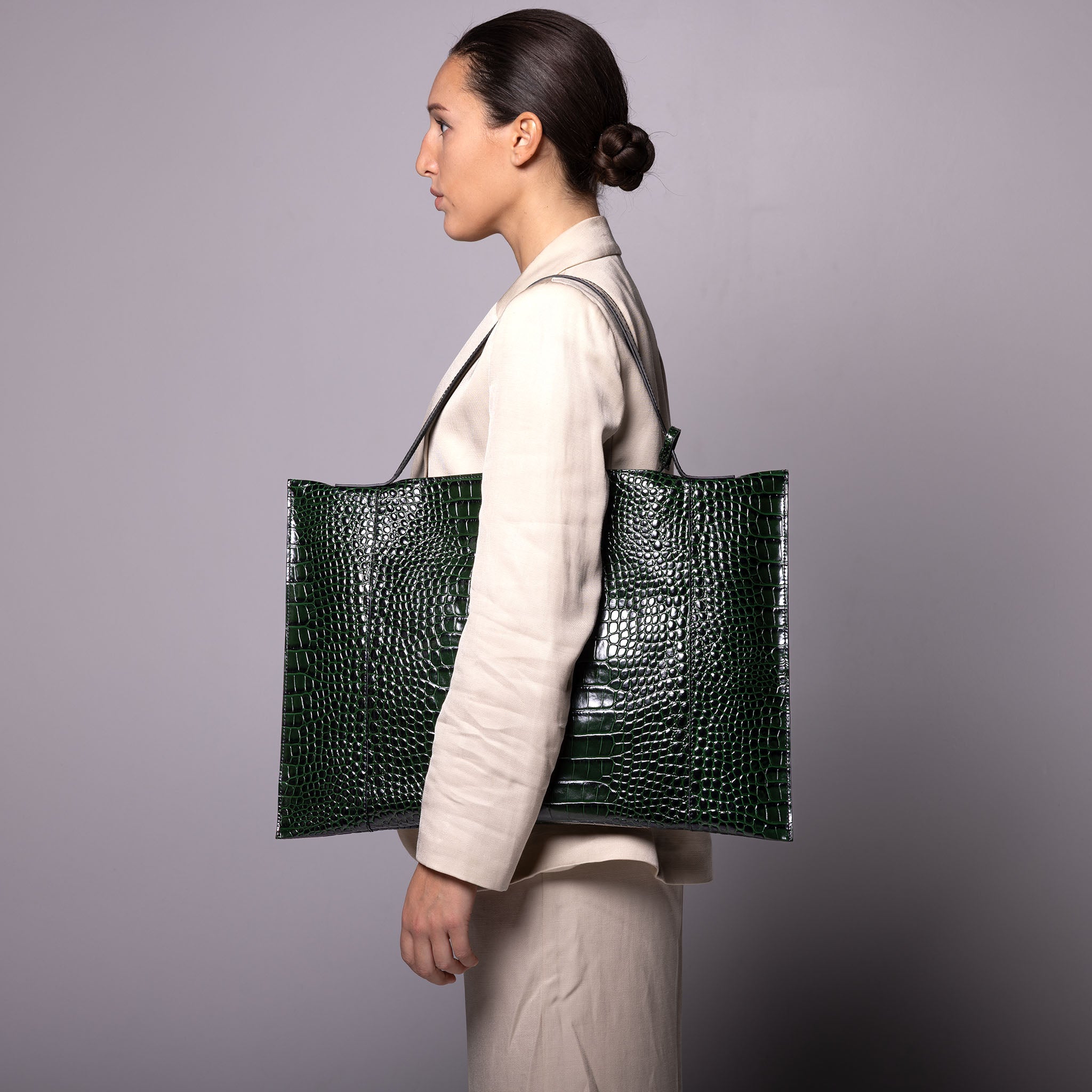 Fedra Max Bag Green croc