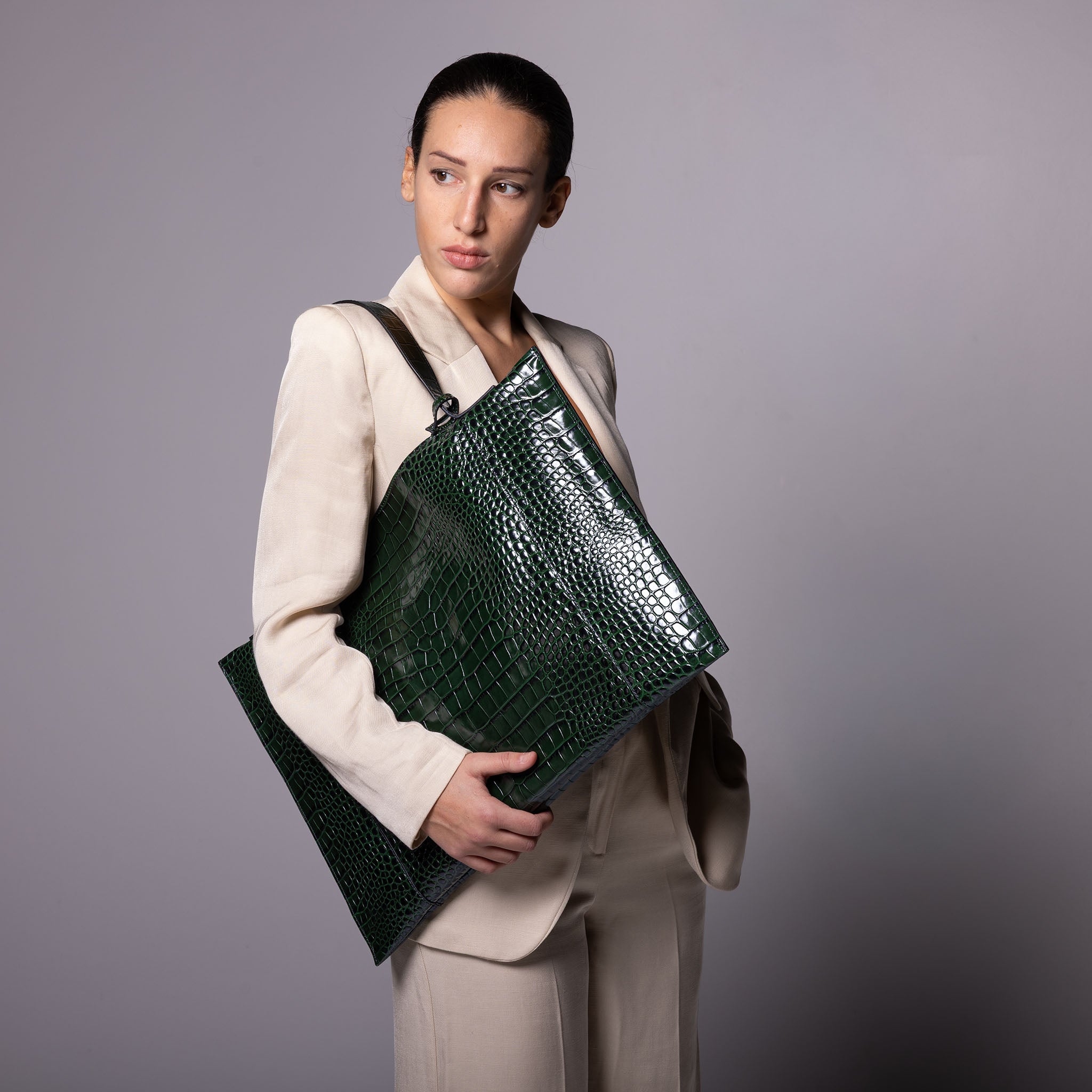 Fedra Max Bag Green croc