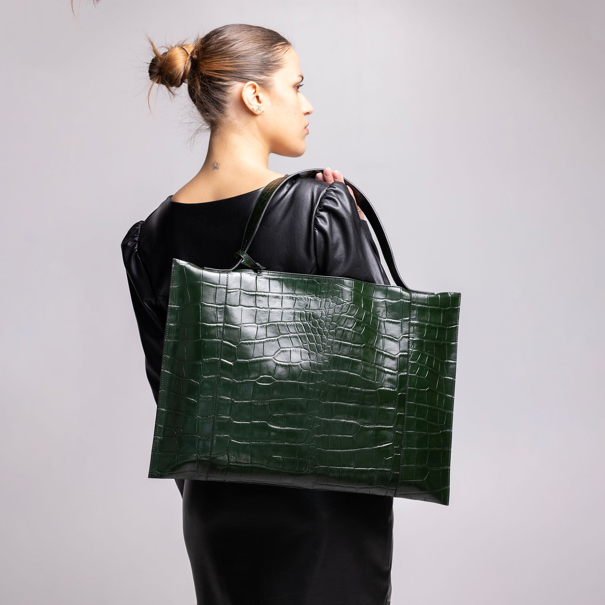 Fedra Maxi Bag Green croc