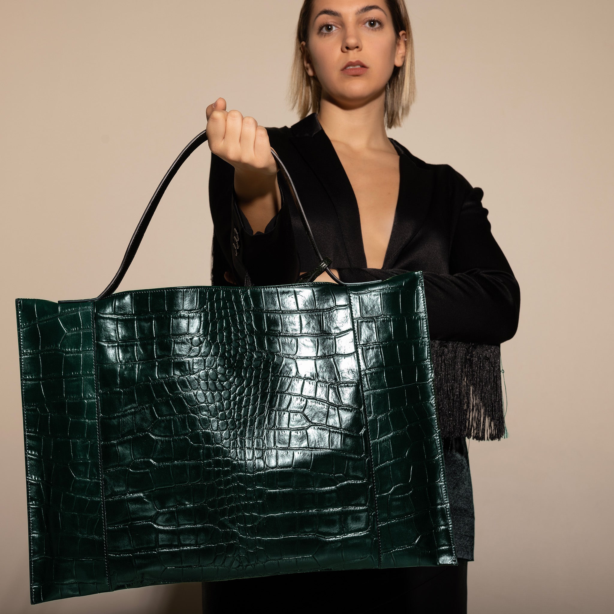 Fedra Maxi Bag Green croc