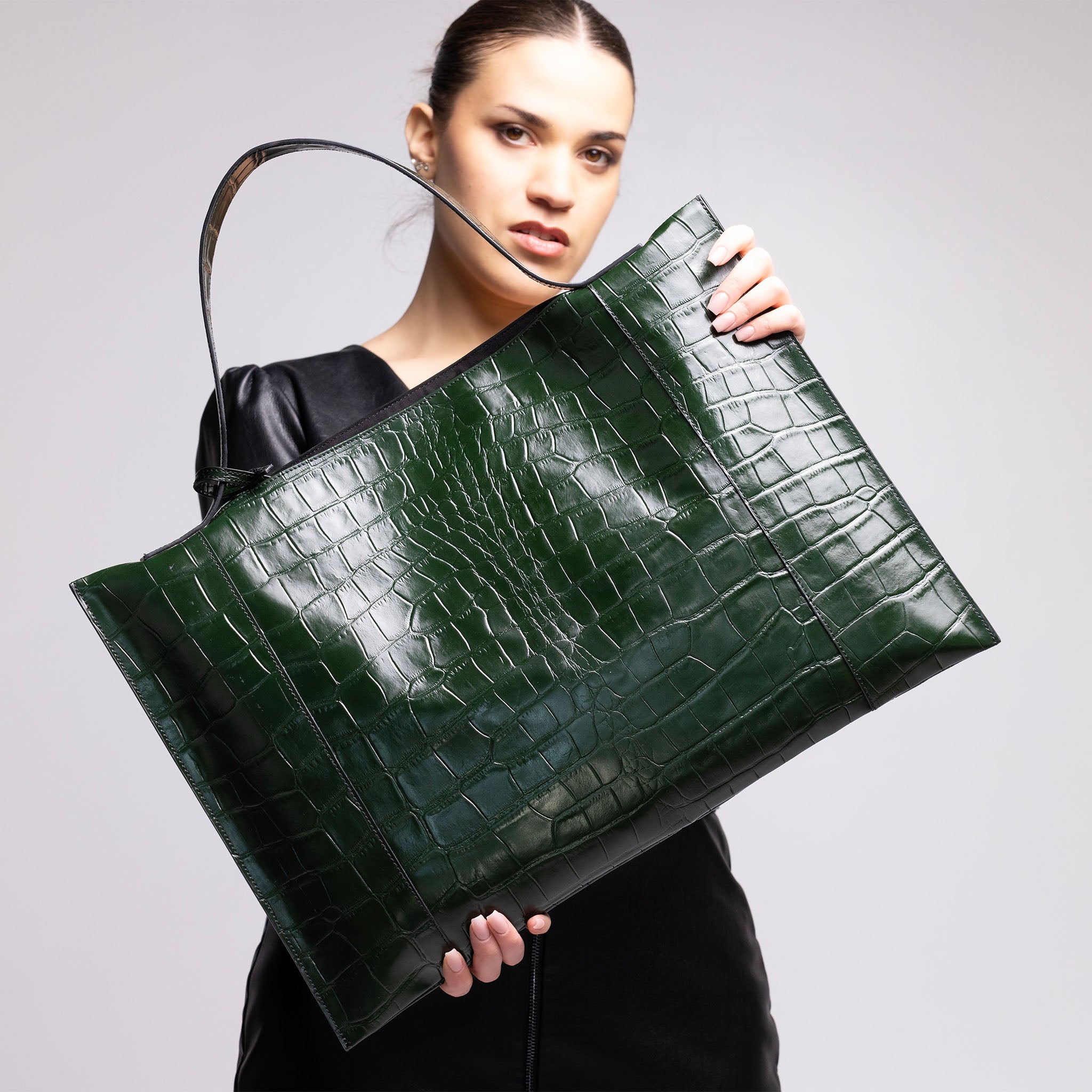 Fedra Maxi Bag Green croc