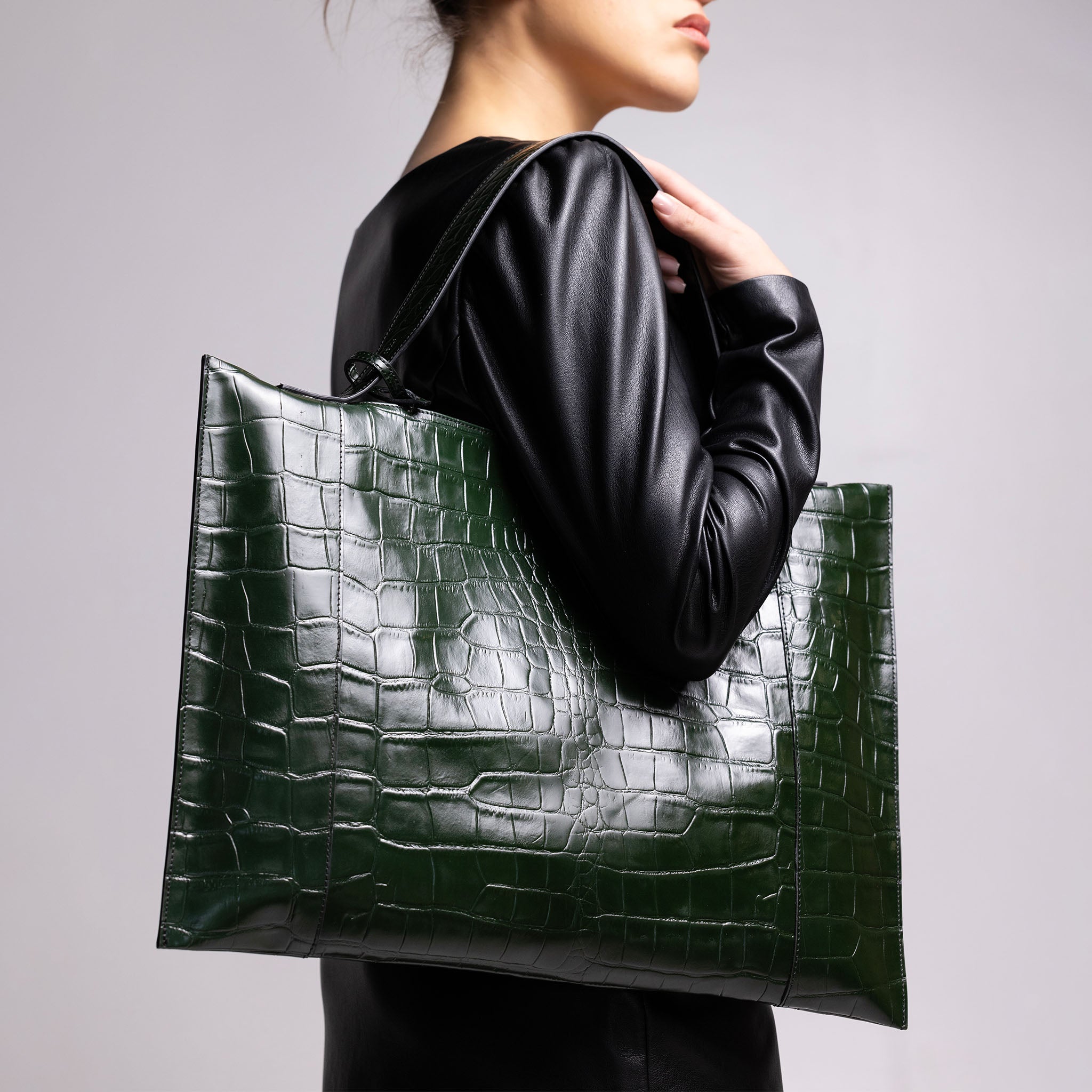 Fedra Maxi Bag Green croc