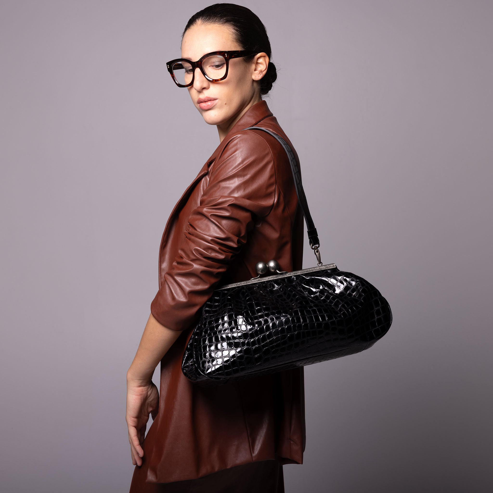 Nina Maxi Bag Black Graphite Grid