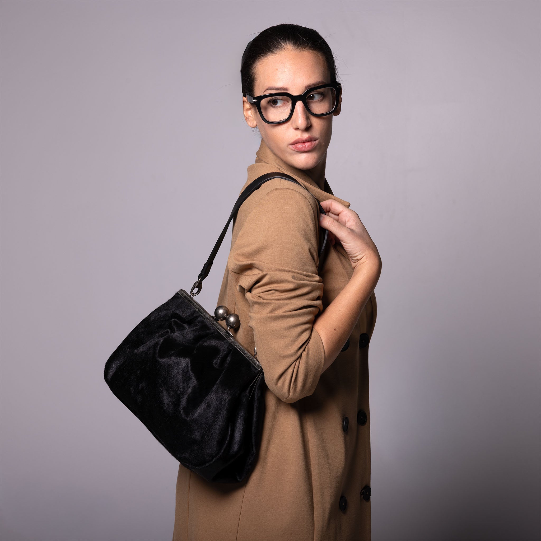 Nina Maxi Bag Black Haircalf