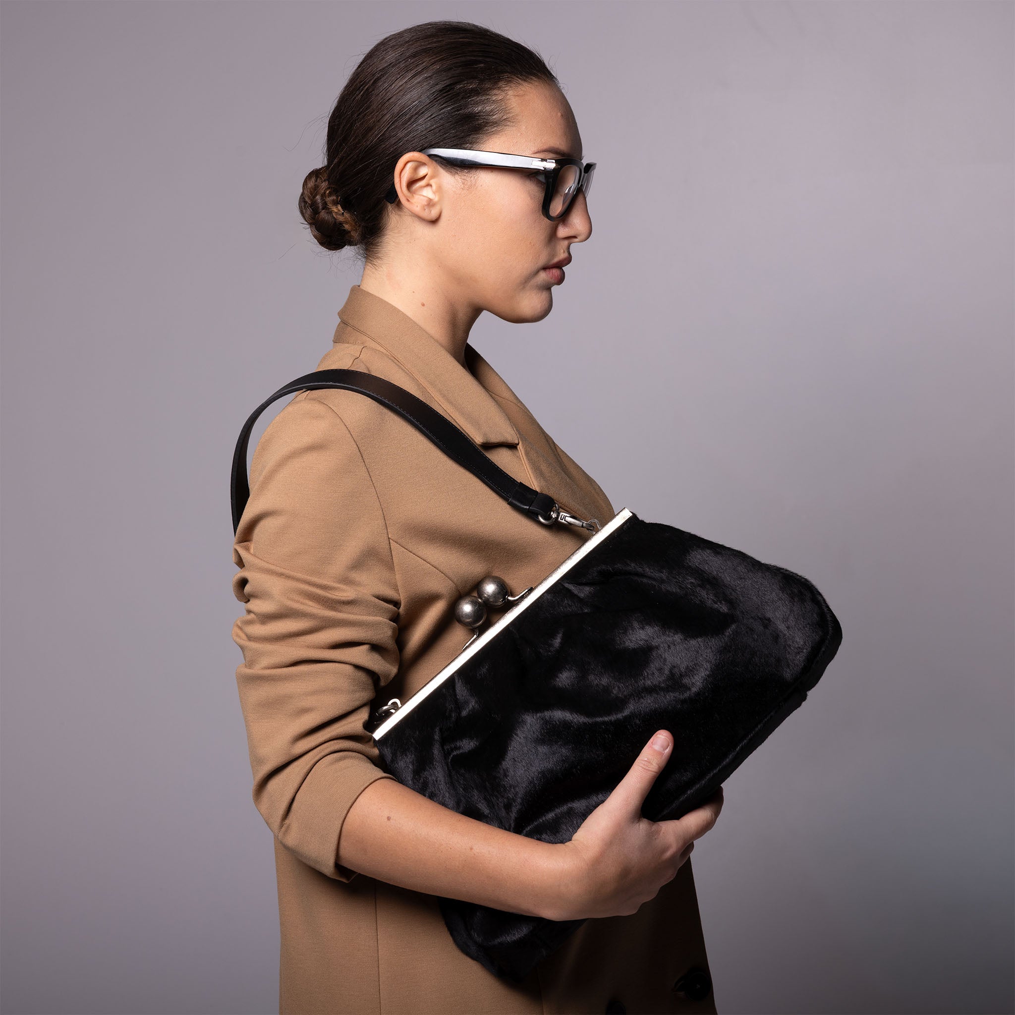 Nina Maxi Bag Black Haircalf