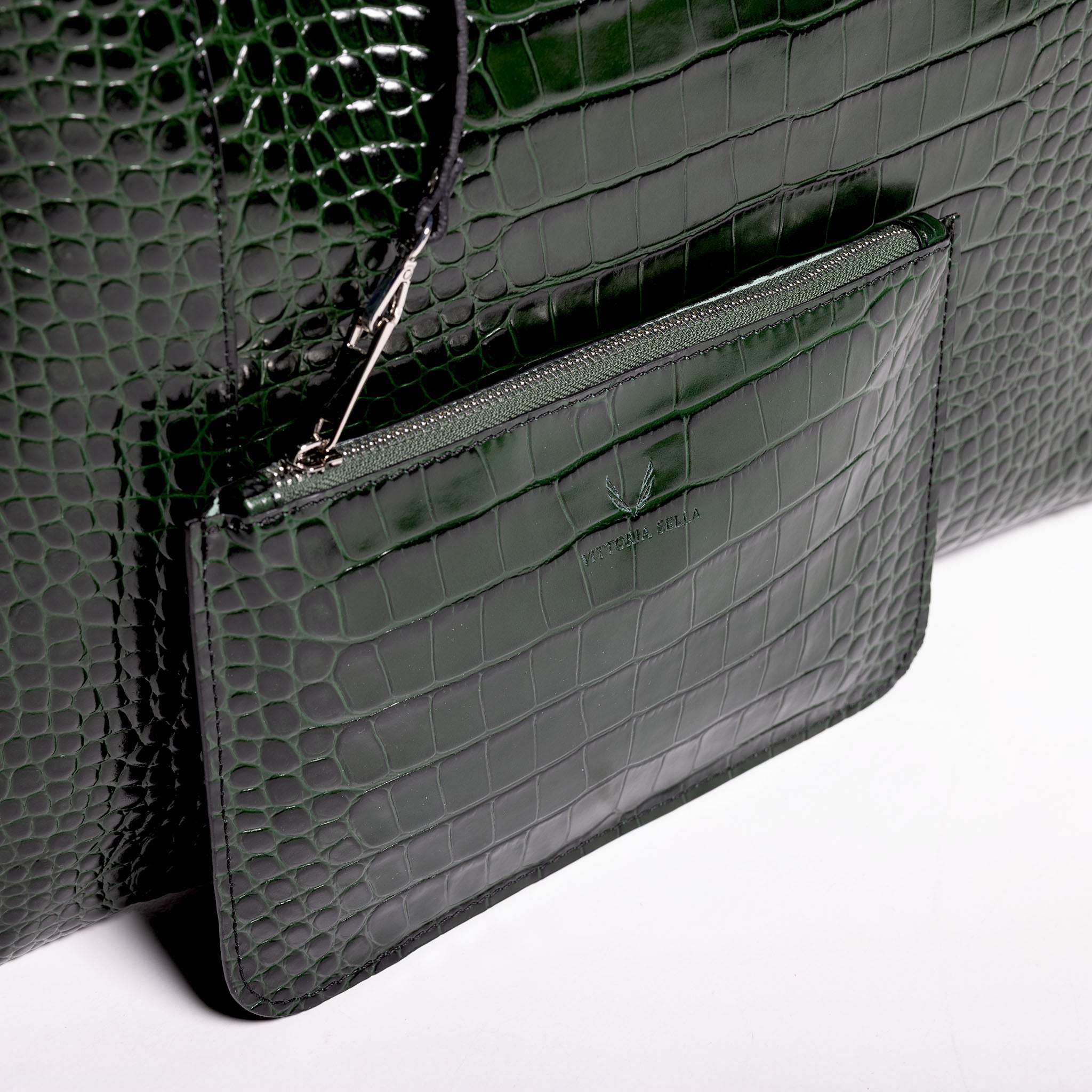 Fedra Max Bag Green croc